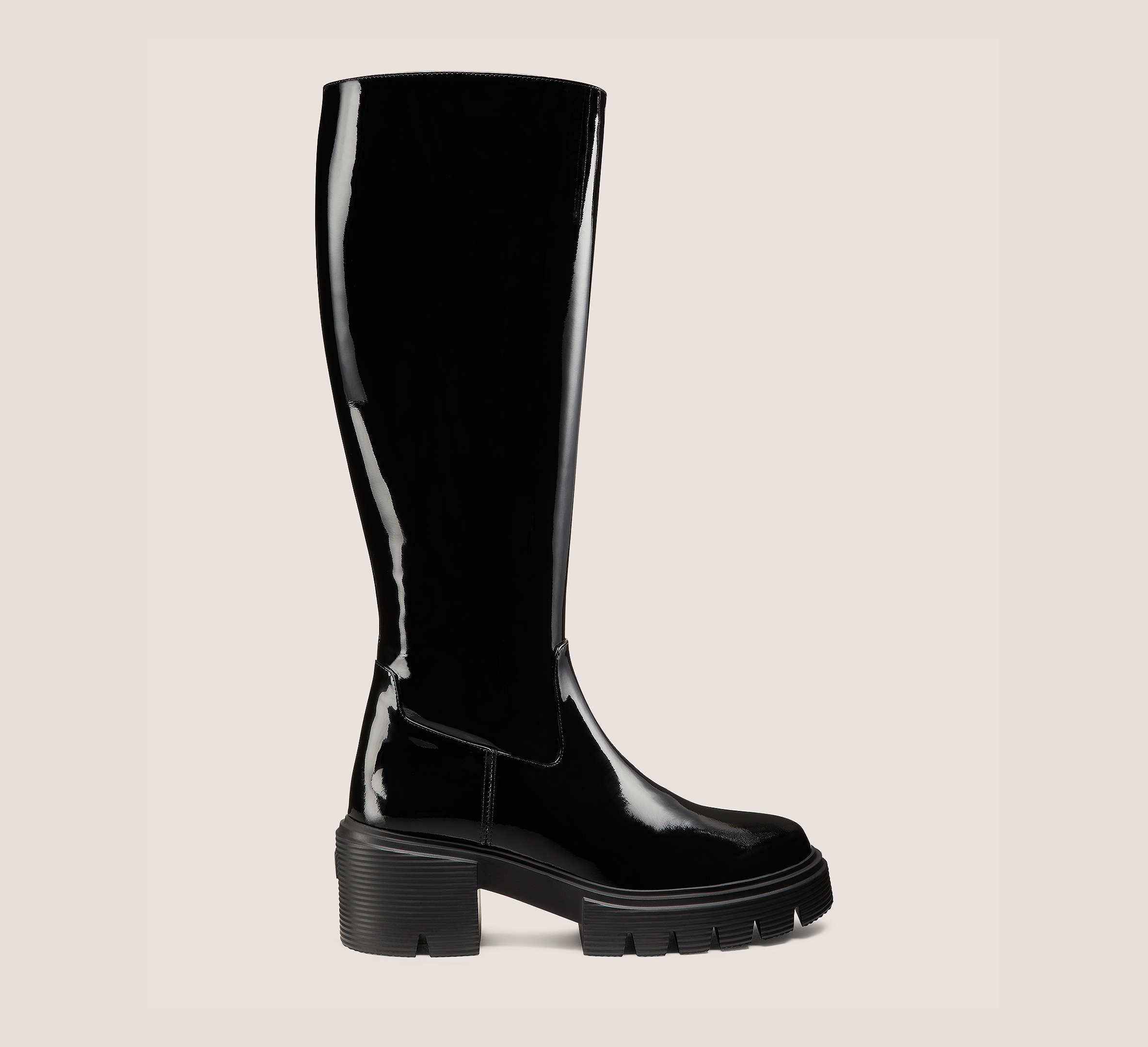 Soho Knee-High Boot, Black Patent Leather, Size: 6 Narrow