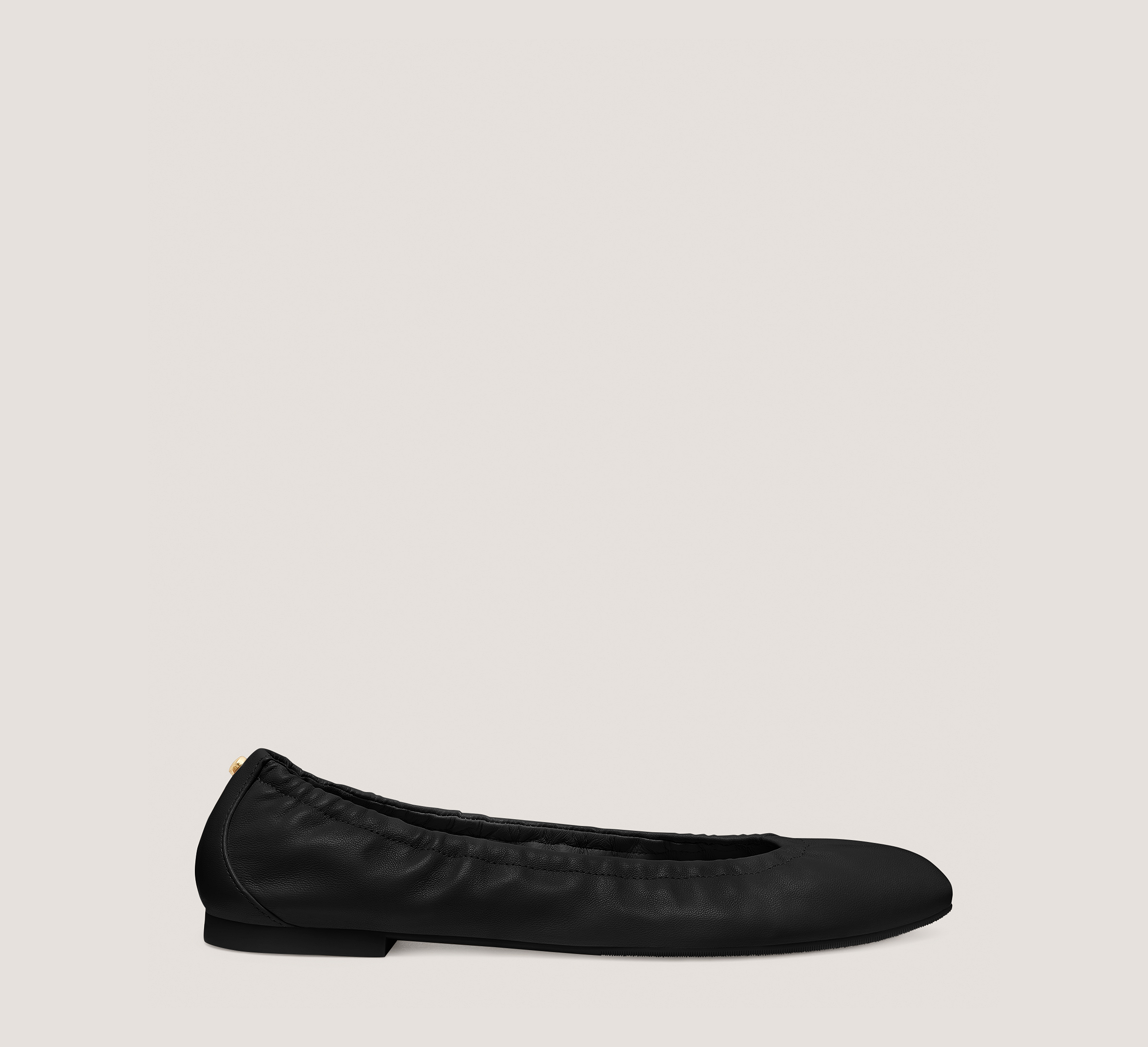 Gabby Scrunch Rivet Flat, Black Nappa Leather, Size: 6 Medium
