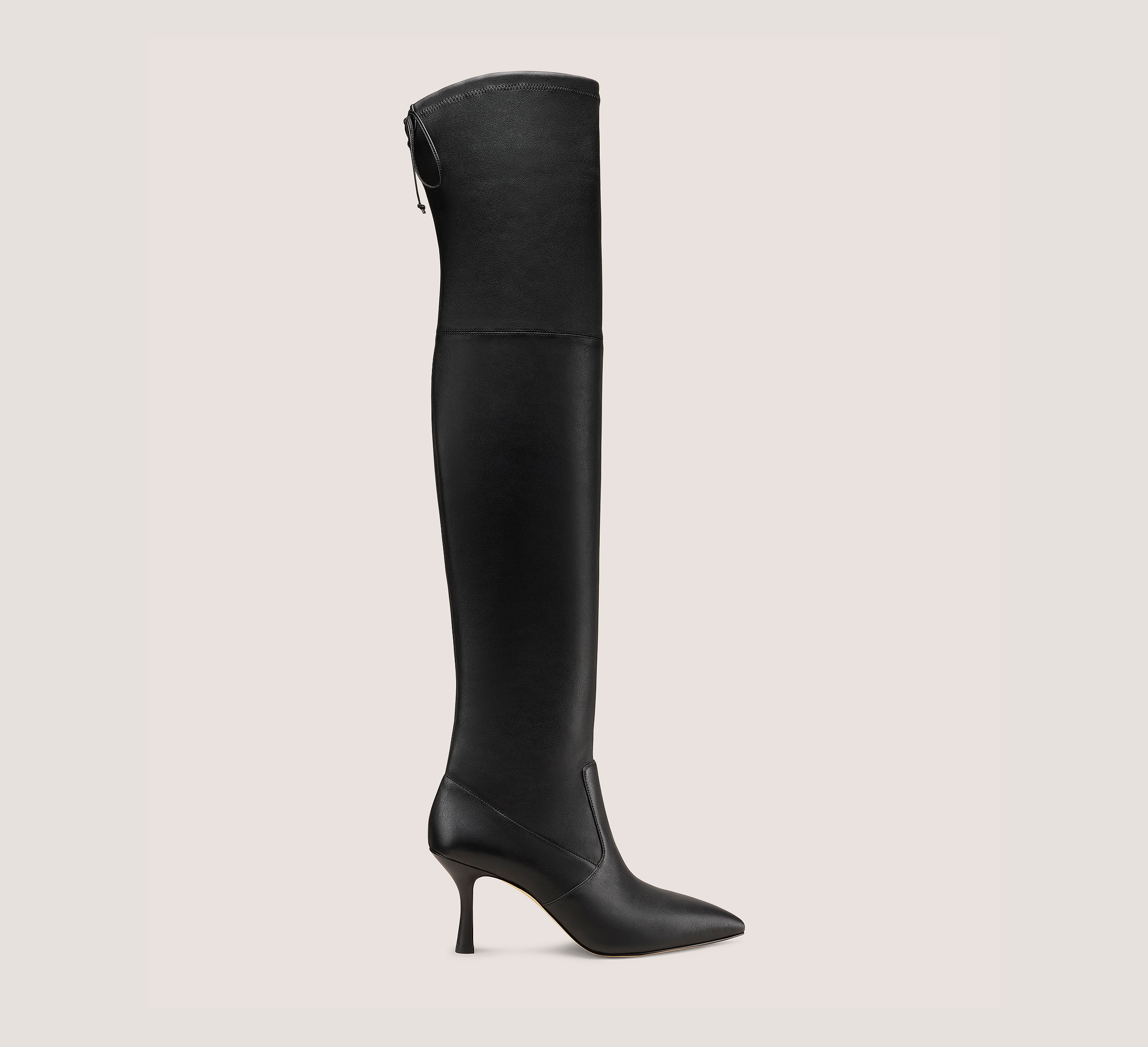Valentina Over-The-Knee Boot 75, Black Stretch Nappa Leather, Size: 7 Medium
