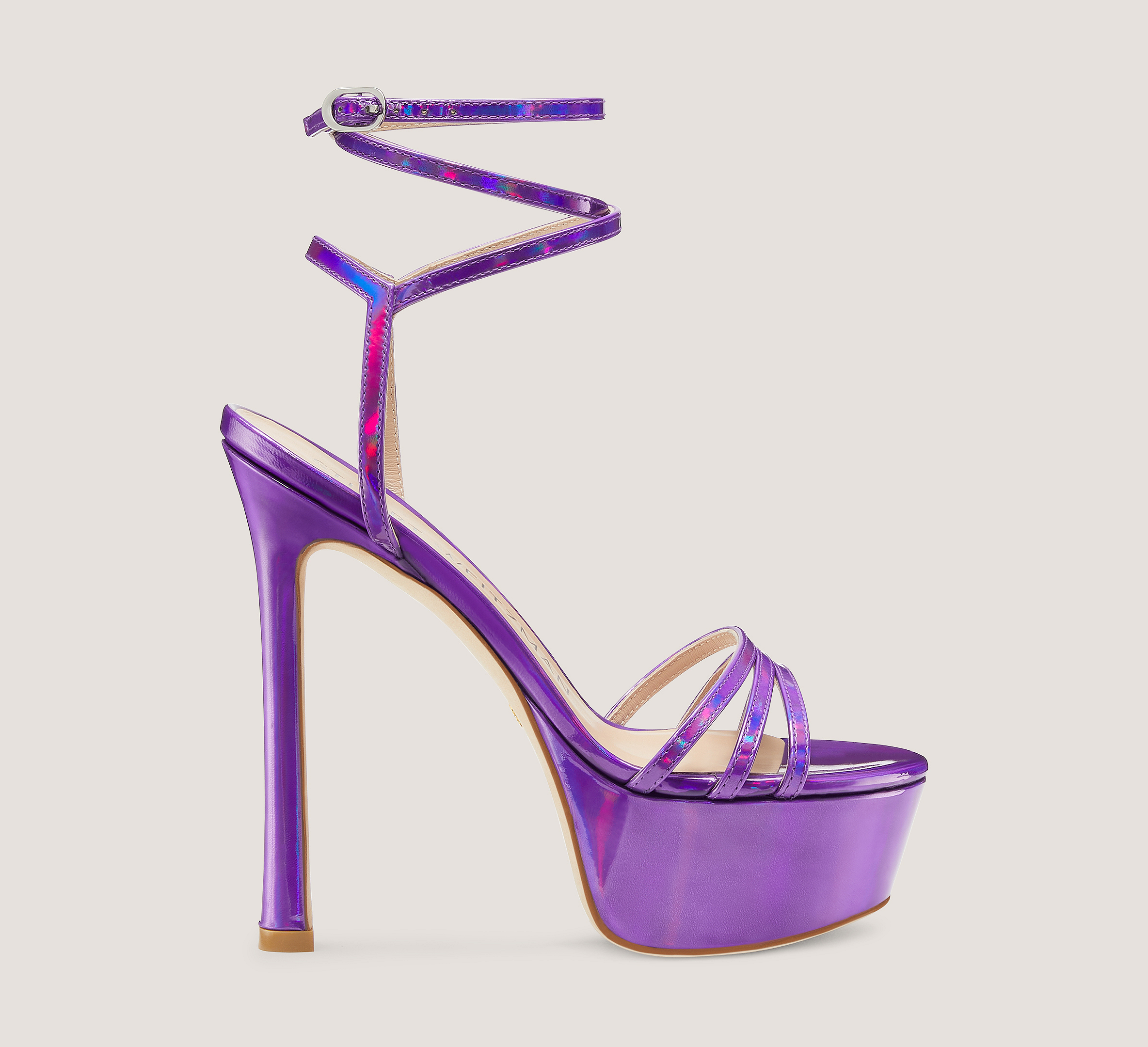 Soiree 145 Platform Sandal, Dusk Iridescent Patent Leather, Size: 11 Medium