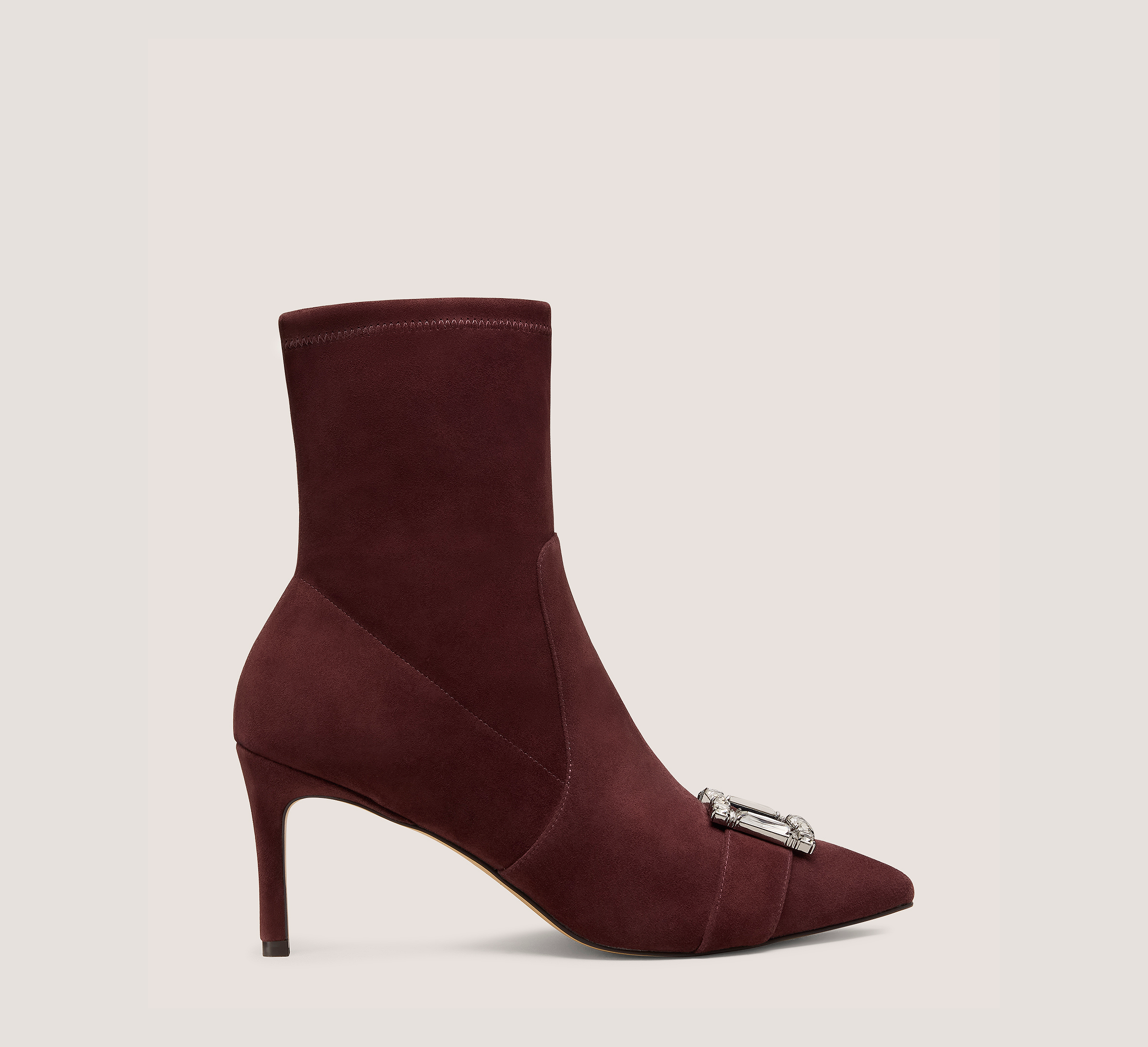 June Bootie 75, Cordovan Red Stretch Suede, Size: 5.5 Medium