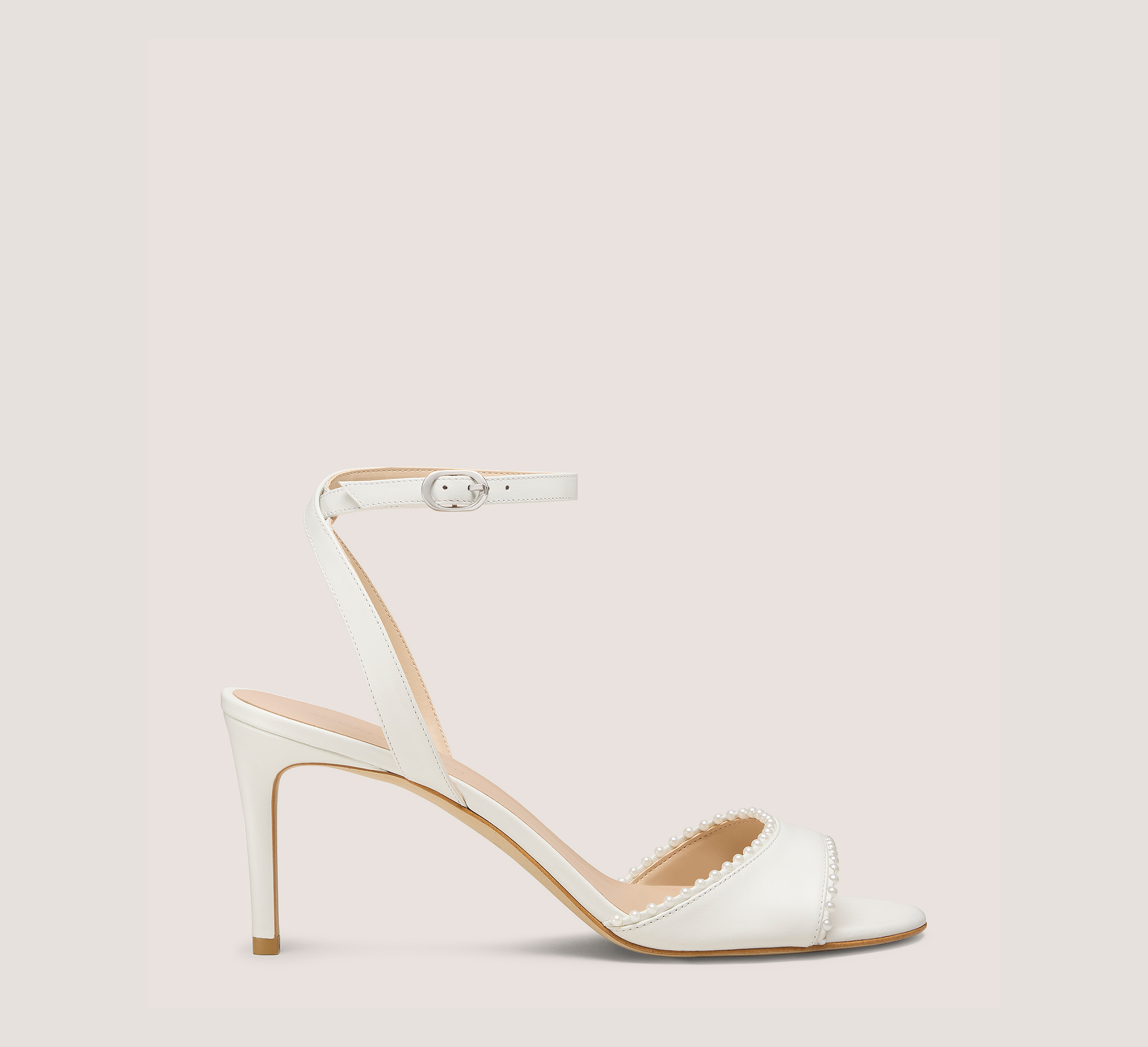 Marilyn Sandal 75, White Smooth Leather, Size: 5.5 Medium