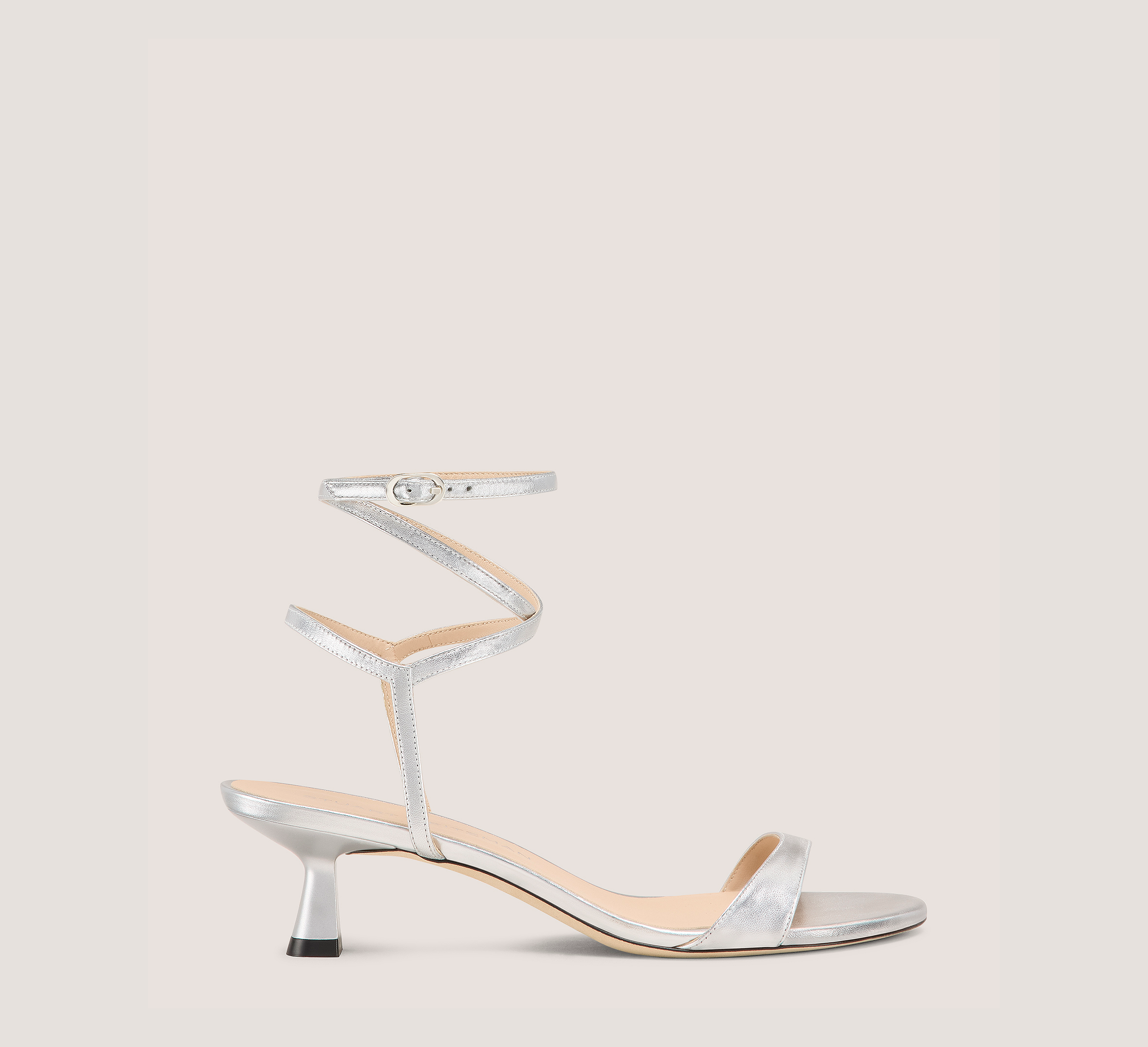 Nudist Wrap 50, Silver Liquid Metallic Leather, Size: 7.5 Medium