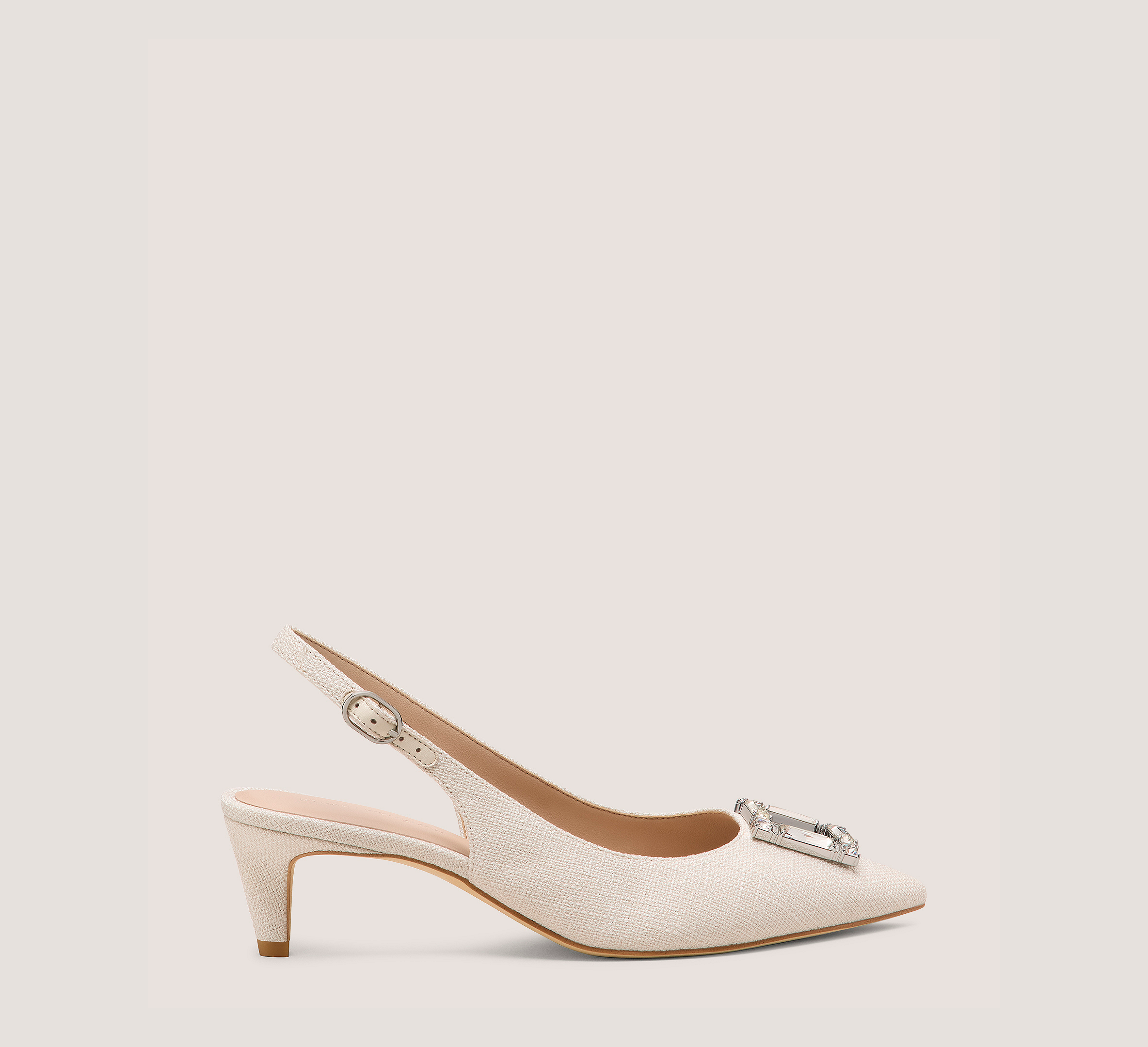 June Slingback 50, Cream Linen, Size: 6 Medium