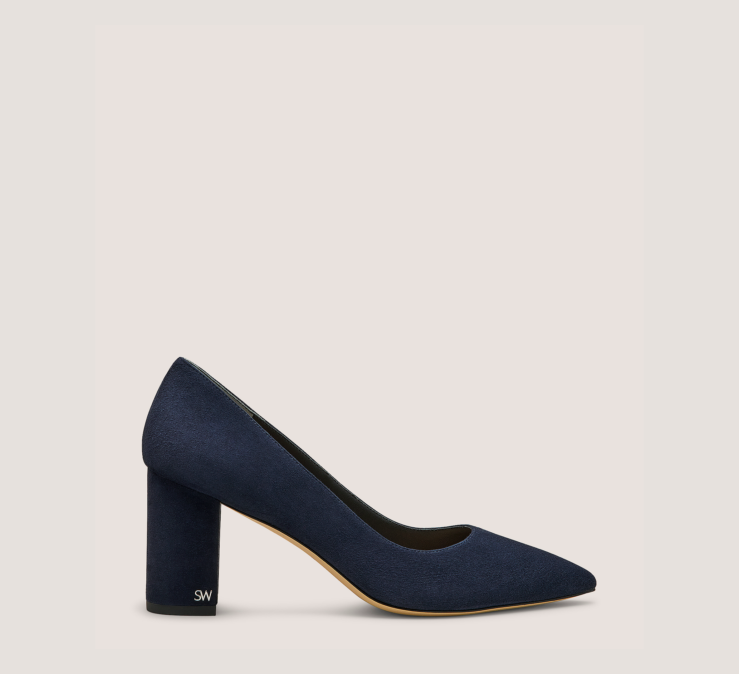 Jones Block Pump 75, Navy Blue Suede, Size: 6 Medium