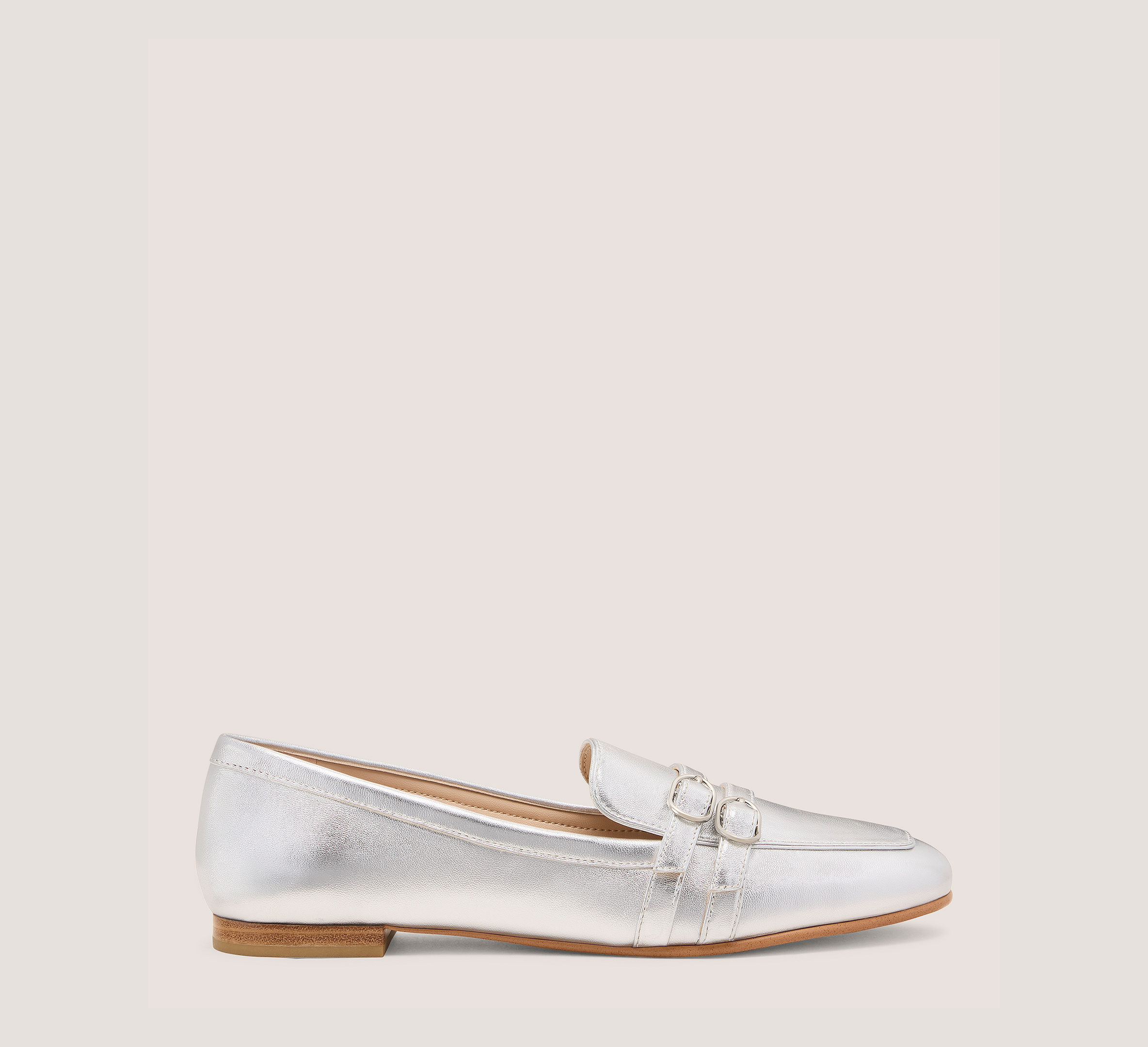 Kenna Loafer, Silver Metallic Leather, Size: 6 Medium