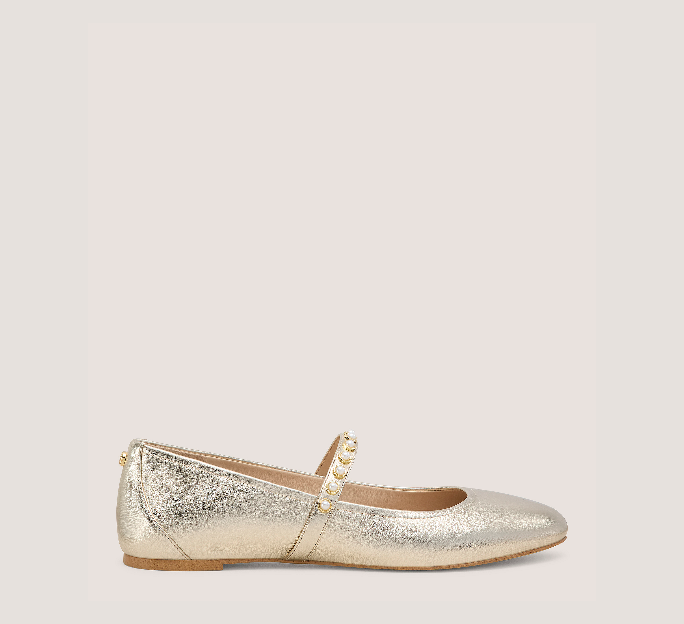 Ari Pearl Ballet Flat, Platino Gold Metallic Leather, Size: 9.5 Medium