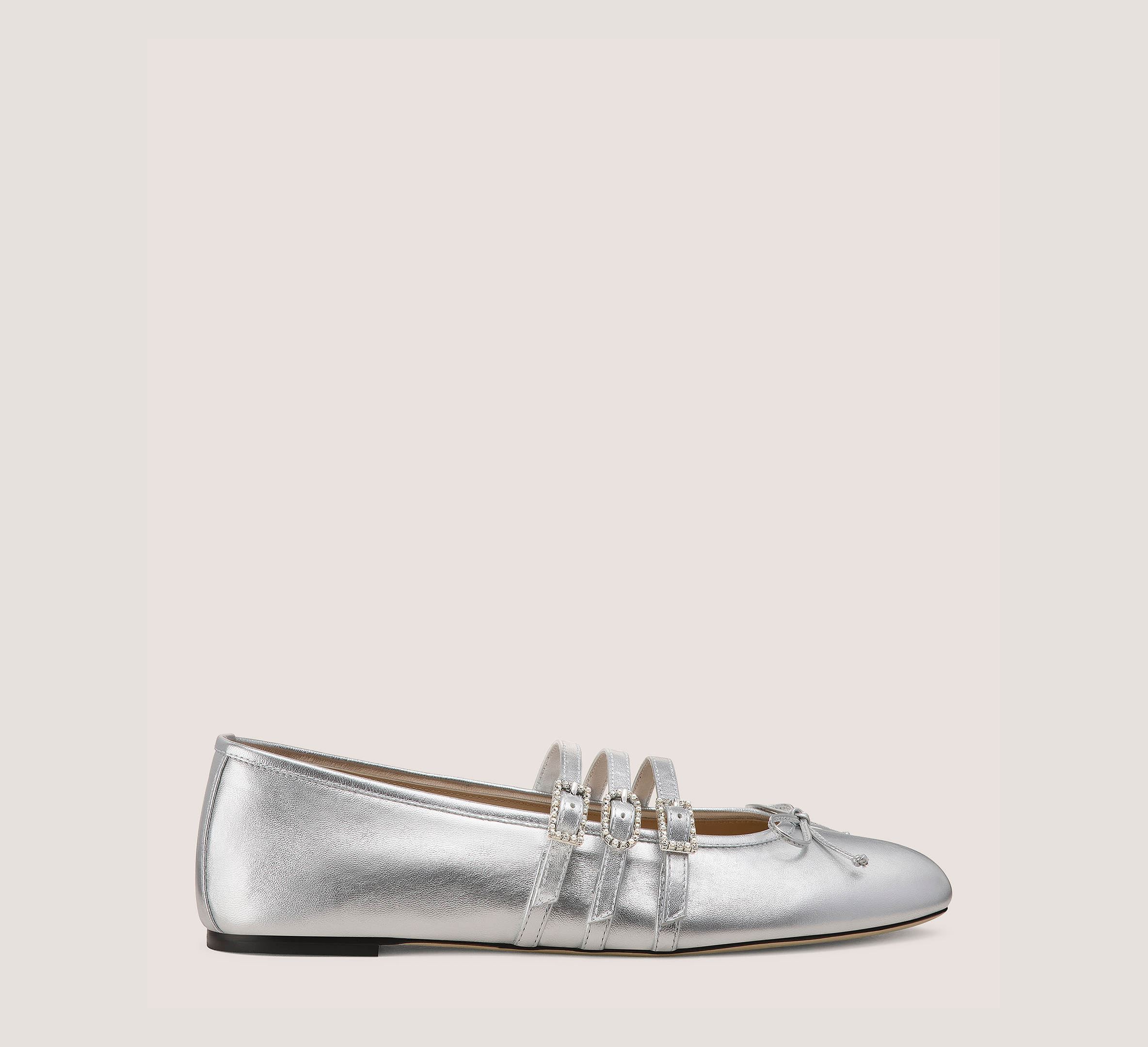 Celeste Mary Jane Ballet, Silver Liquid Metallic Leather, Size: 9.5 Medium