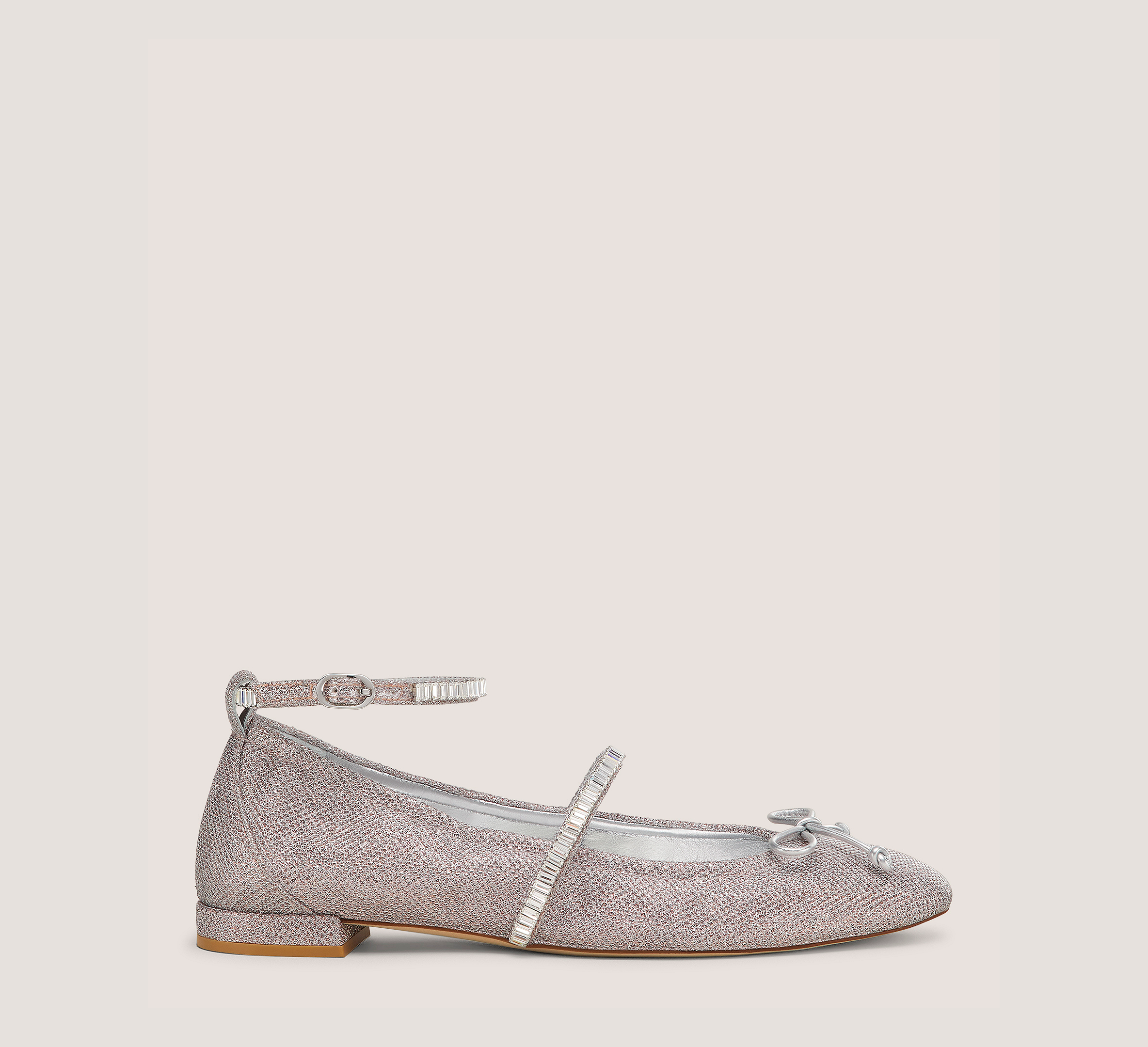 Stefanie Ballet Flat, Rosewater Lamé/Crystal, Size: 9 Medium