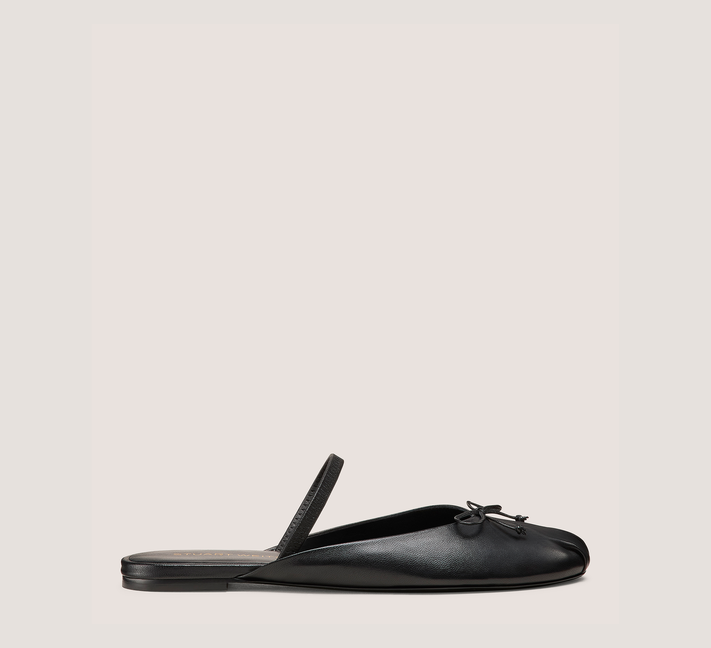 Prima Bow Ballet Mule, Black Lacquered Nappa Leather, Size: 8.5 Medium