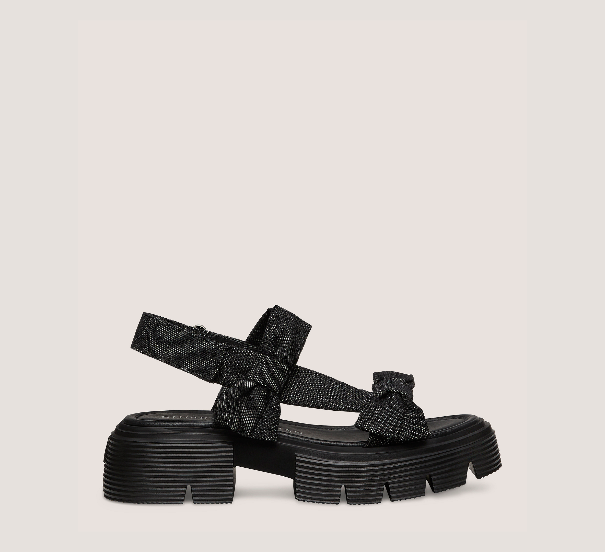 Sofia Nolita Sandal, Black Vintage Denim, Size: 8.5 Medium