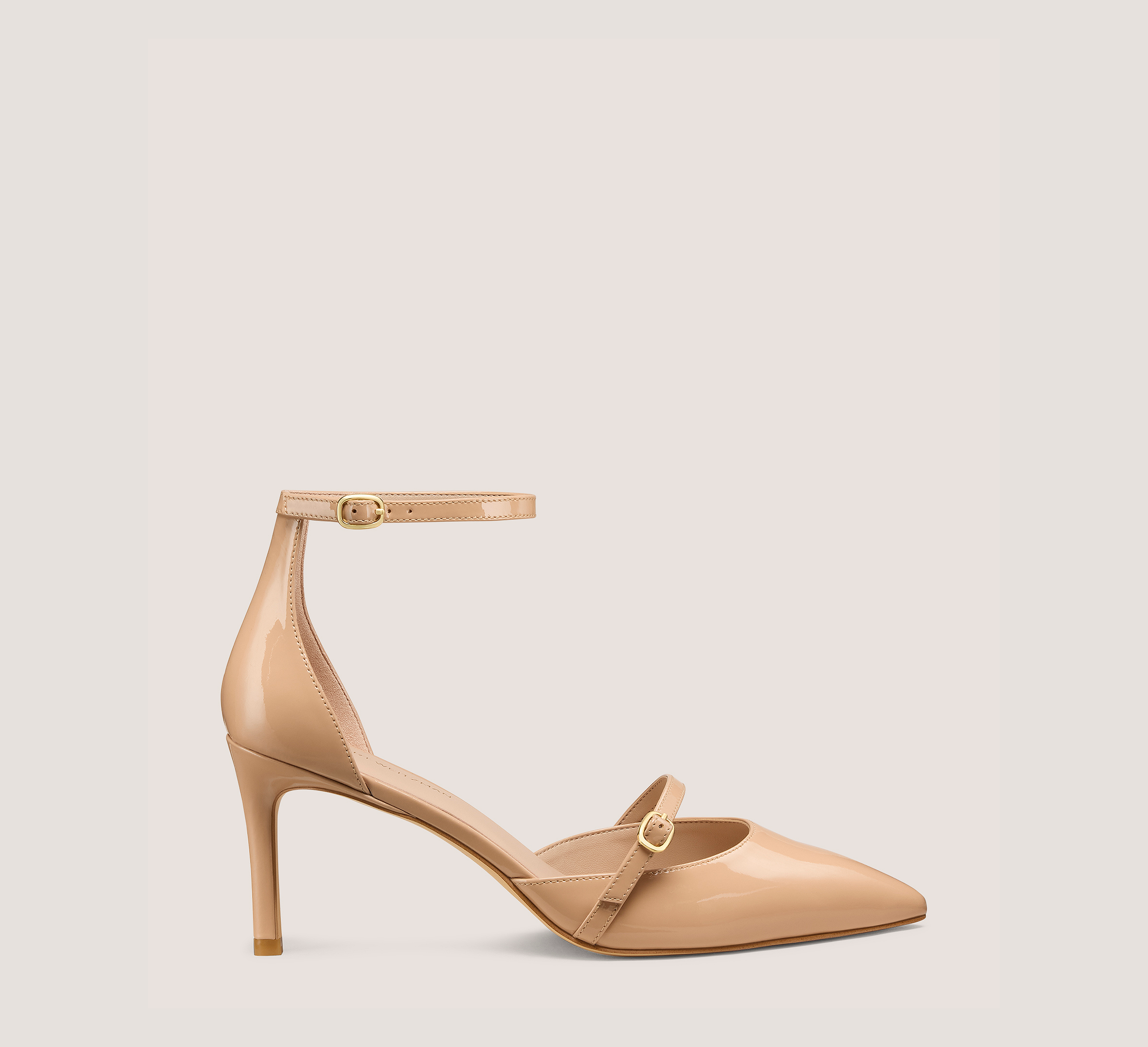 Kenna Strap Pump 75, Golden Beige Patent Leather, Size: 7 Medium