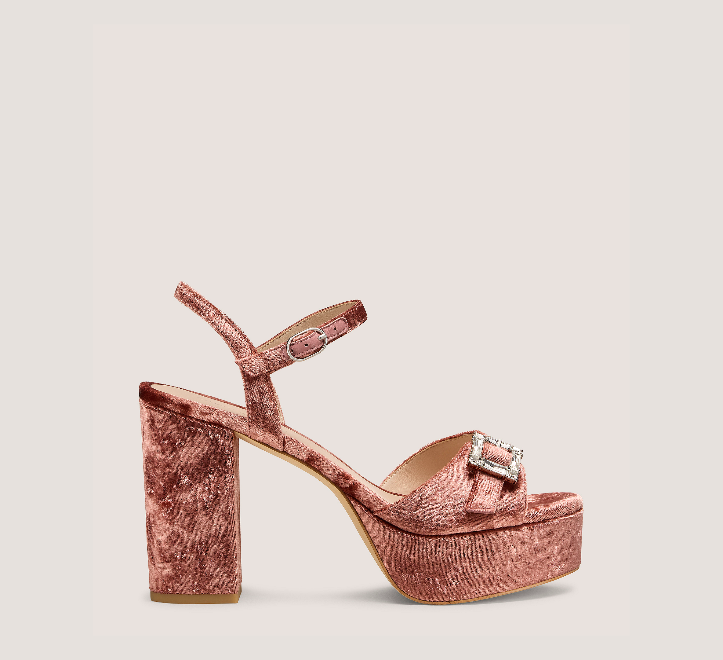June Platform Sandal, Mauve Crushed Velvet, Size: 7.5 Medium