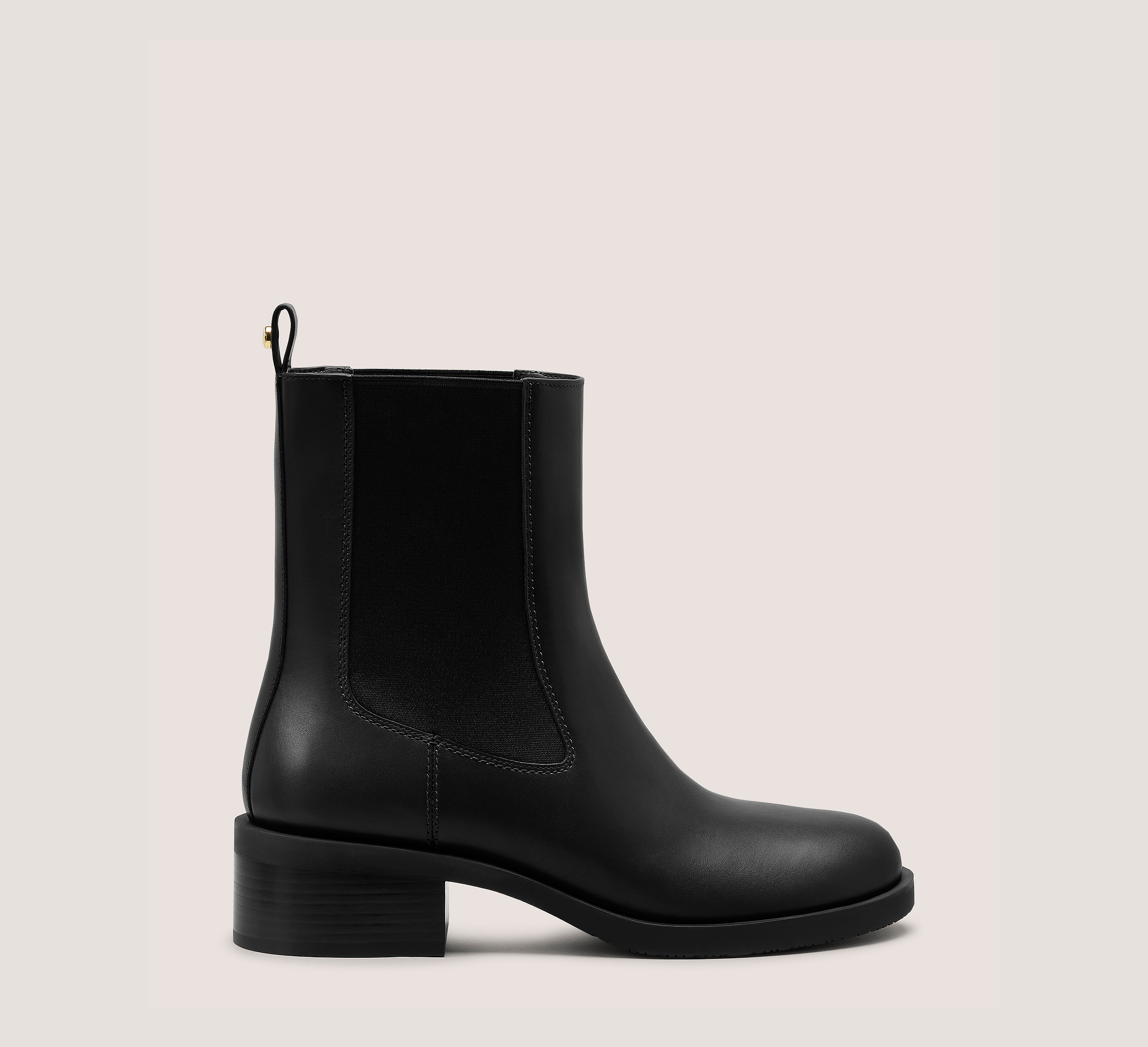 Sully Chelsea Bootie, Black Smooth Leather, Size: 4 Medium
