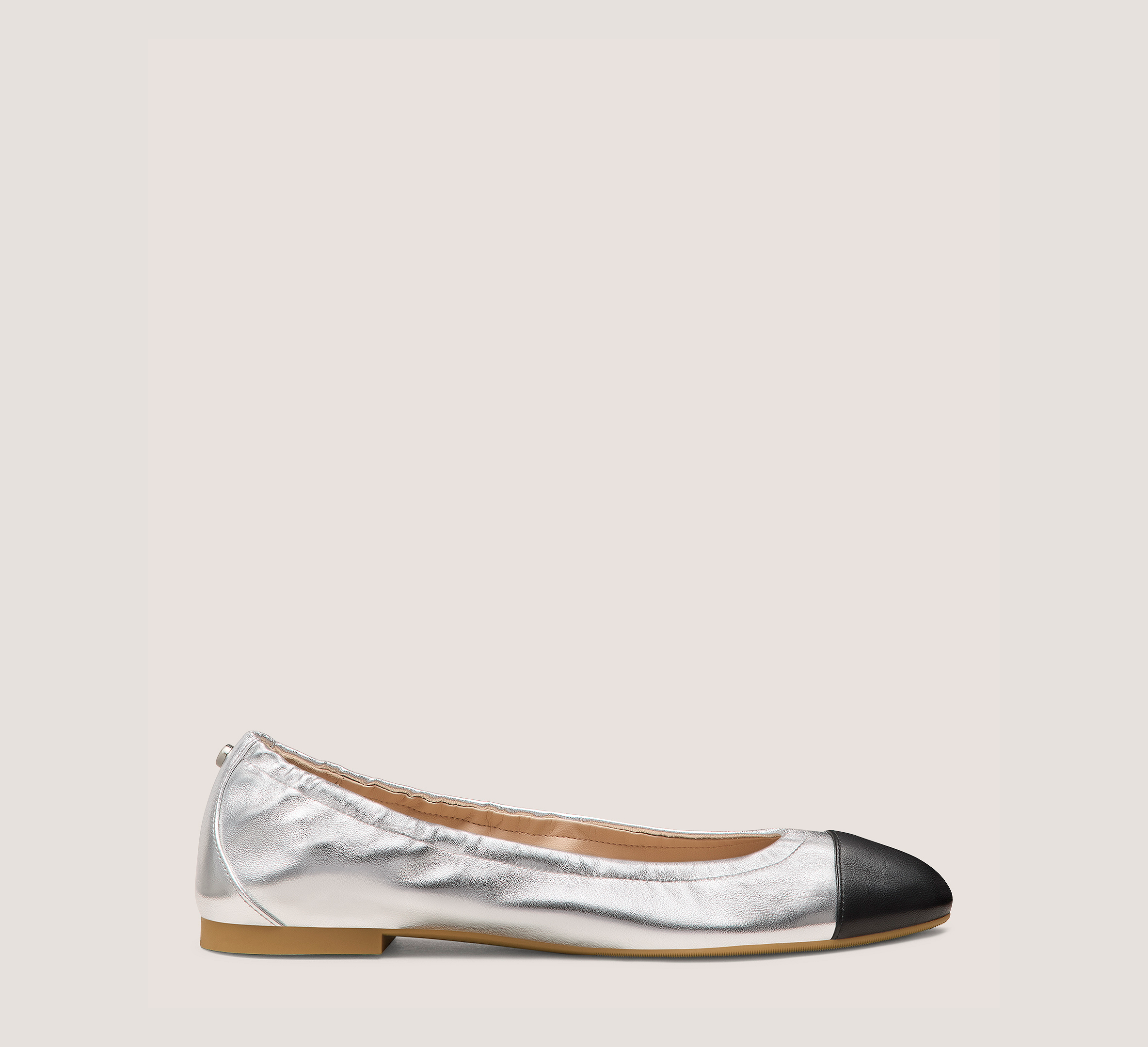 Gabby Ballet Flat, Silver Metallic Nappa, Size: 6.5 Medium