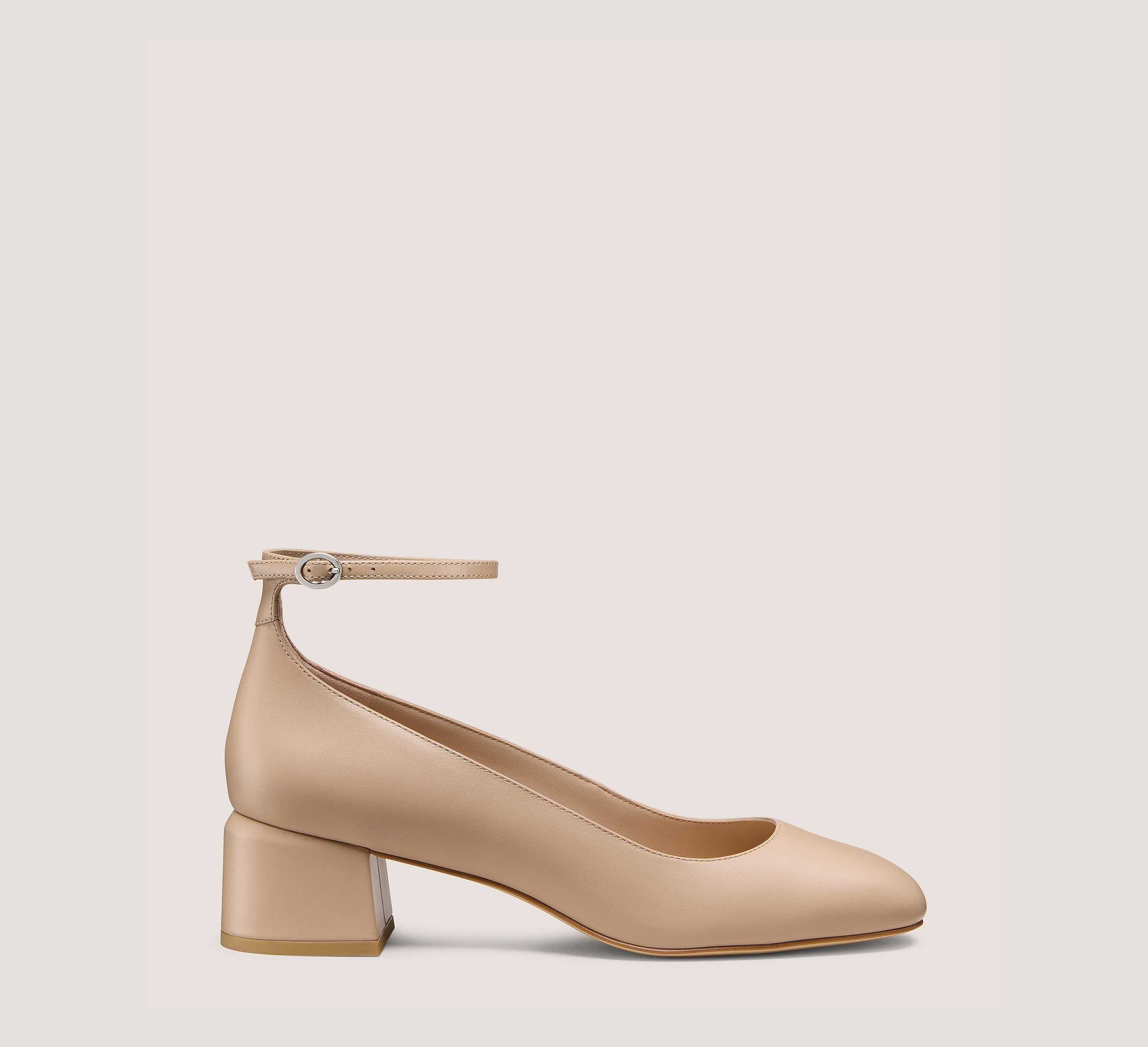 Emilee Strap Pump 45, Bambina Beige Smooth Leather, Size: 9.5 Medium