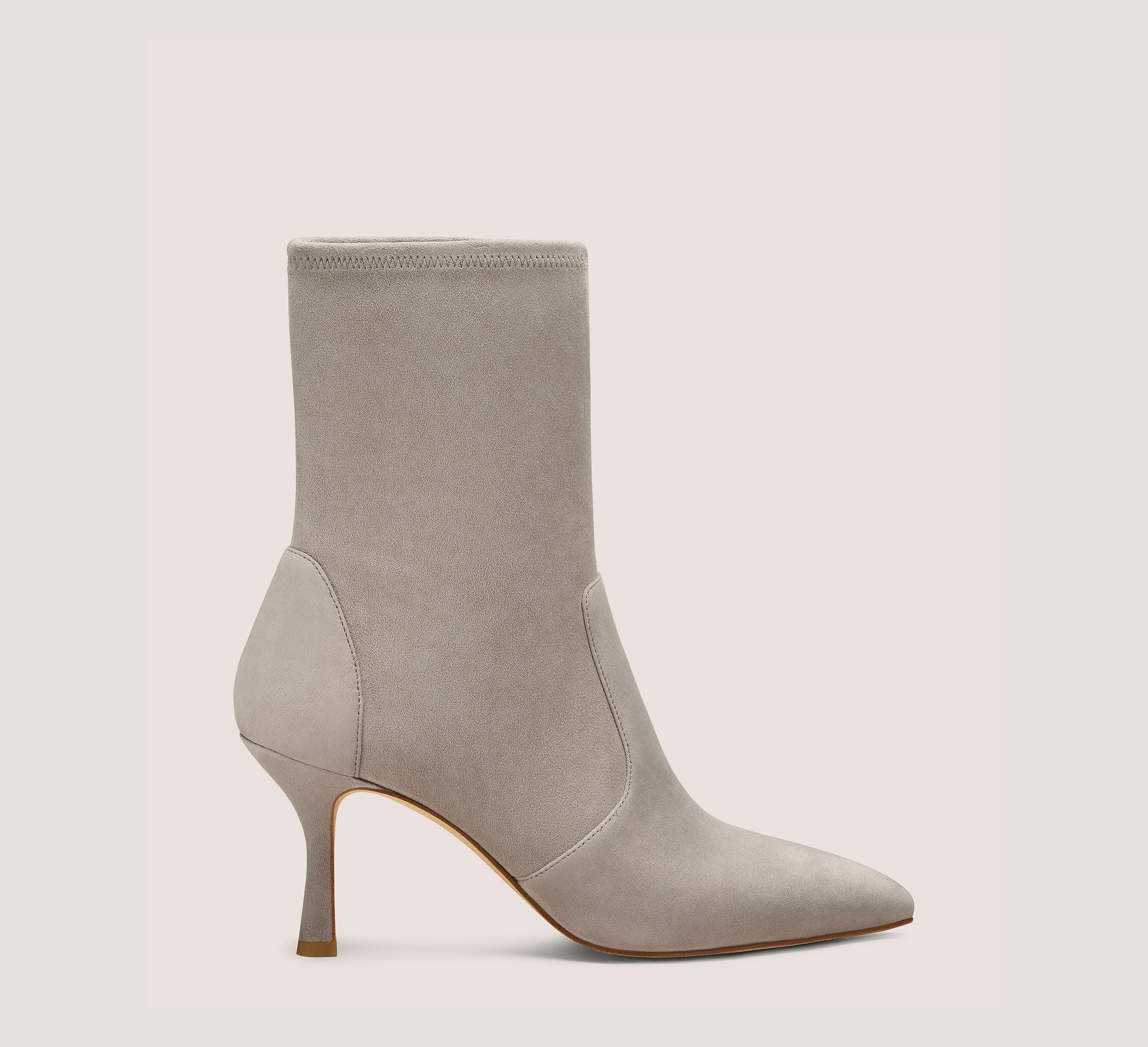 Valentina Bootie 75, Light Topo Stretch Suede, Size: 9 Medium
