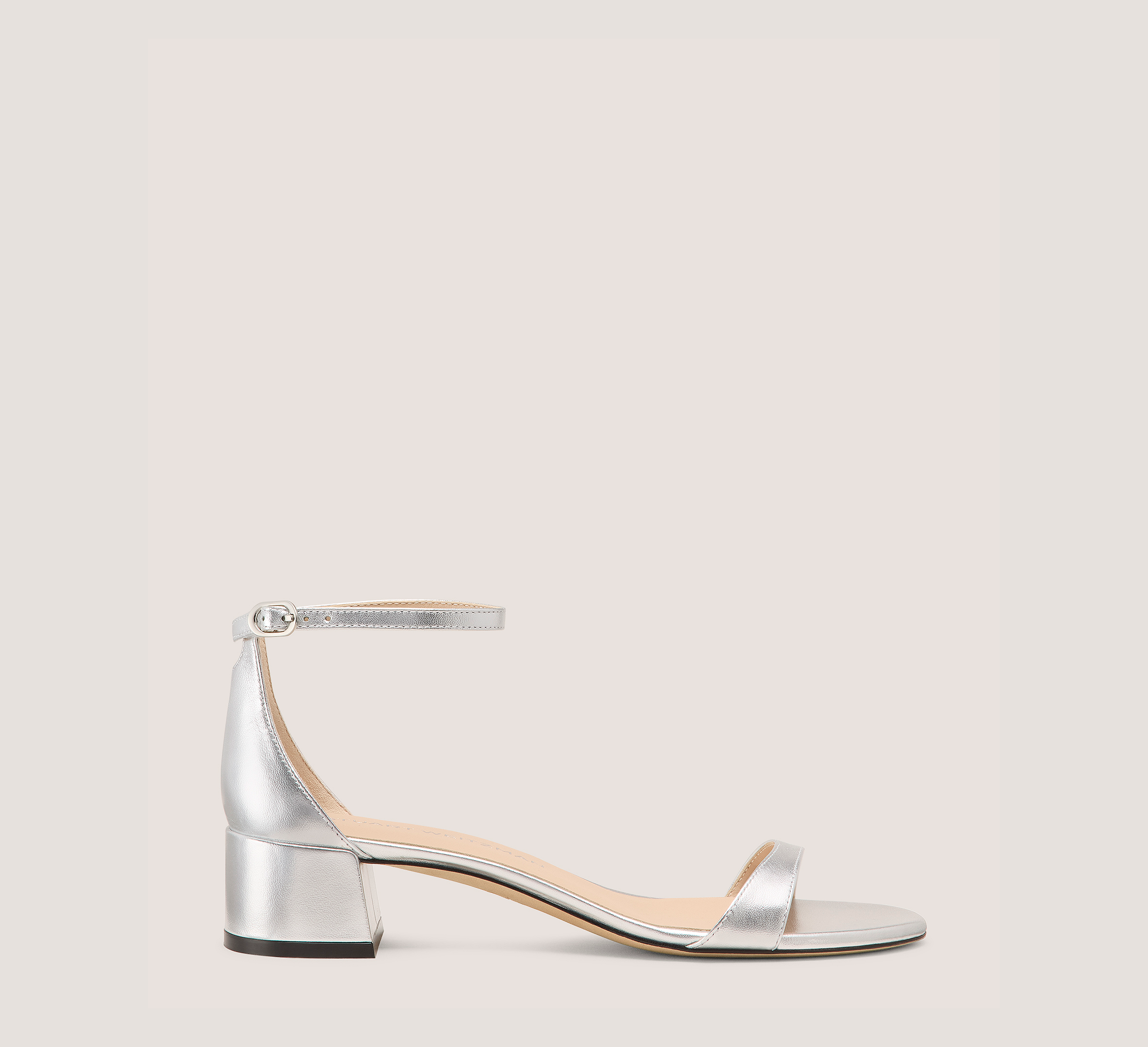 Nudist Block 35, Silver Liquid Metallic Leather, Size: 5 Medium