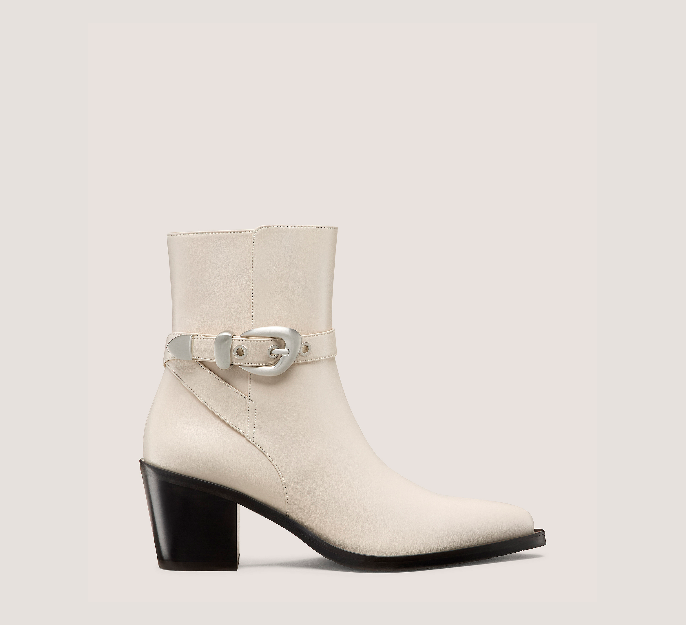 Maven Western Bootie, Linen & Black Smooth Leather, Size: 7.5 Medium