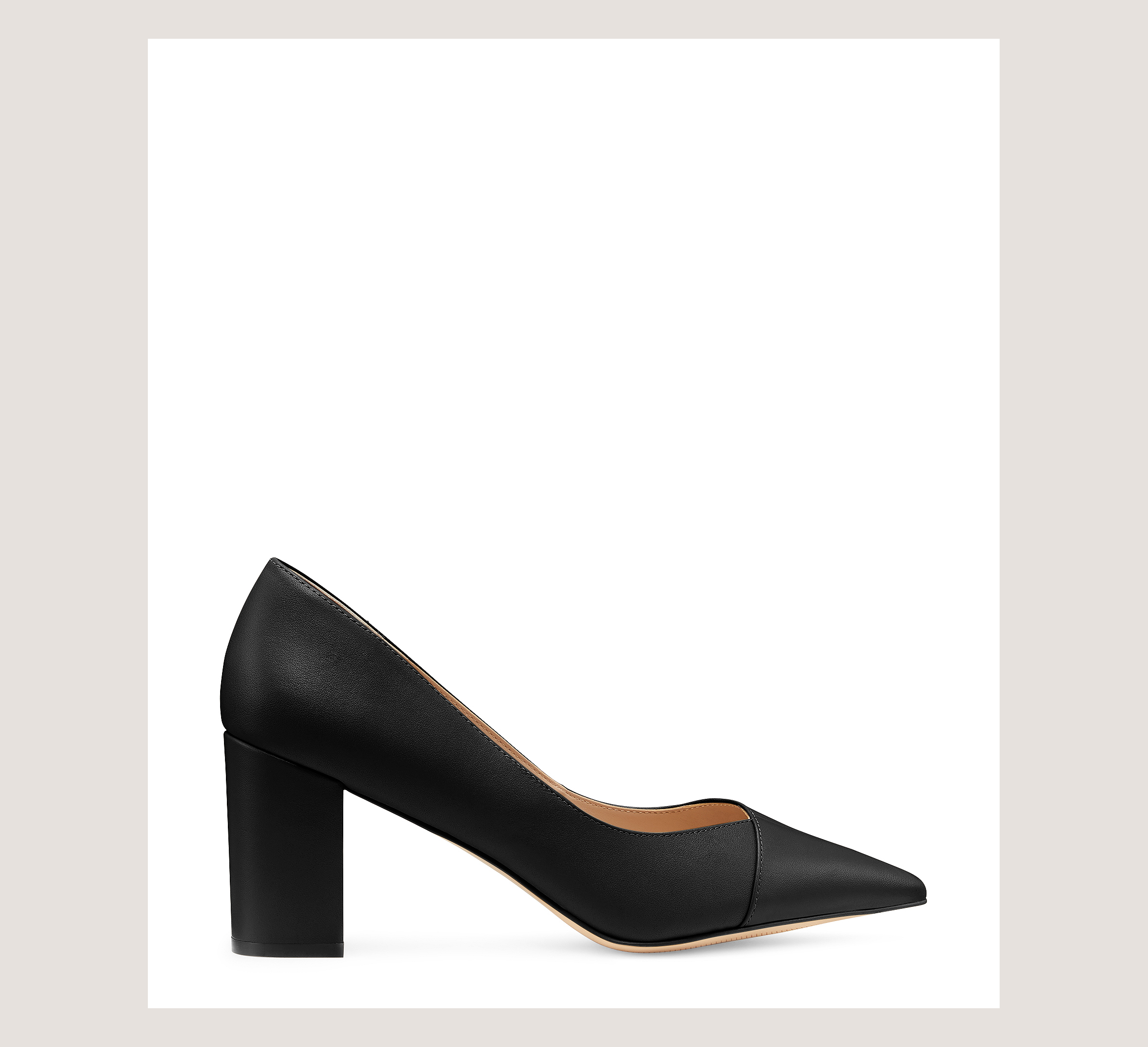 Avenue 75 Block Pump, Black Smooth Leather, Size: 7 Medium