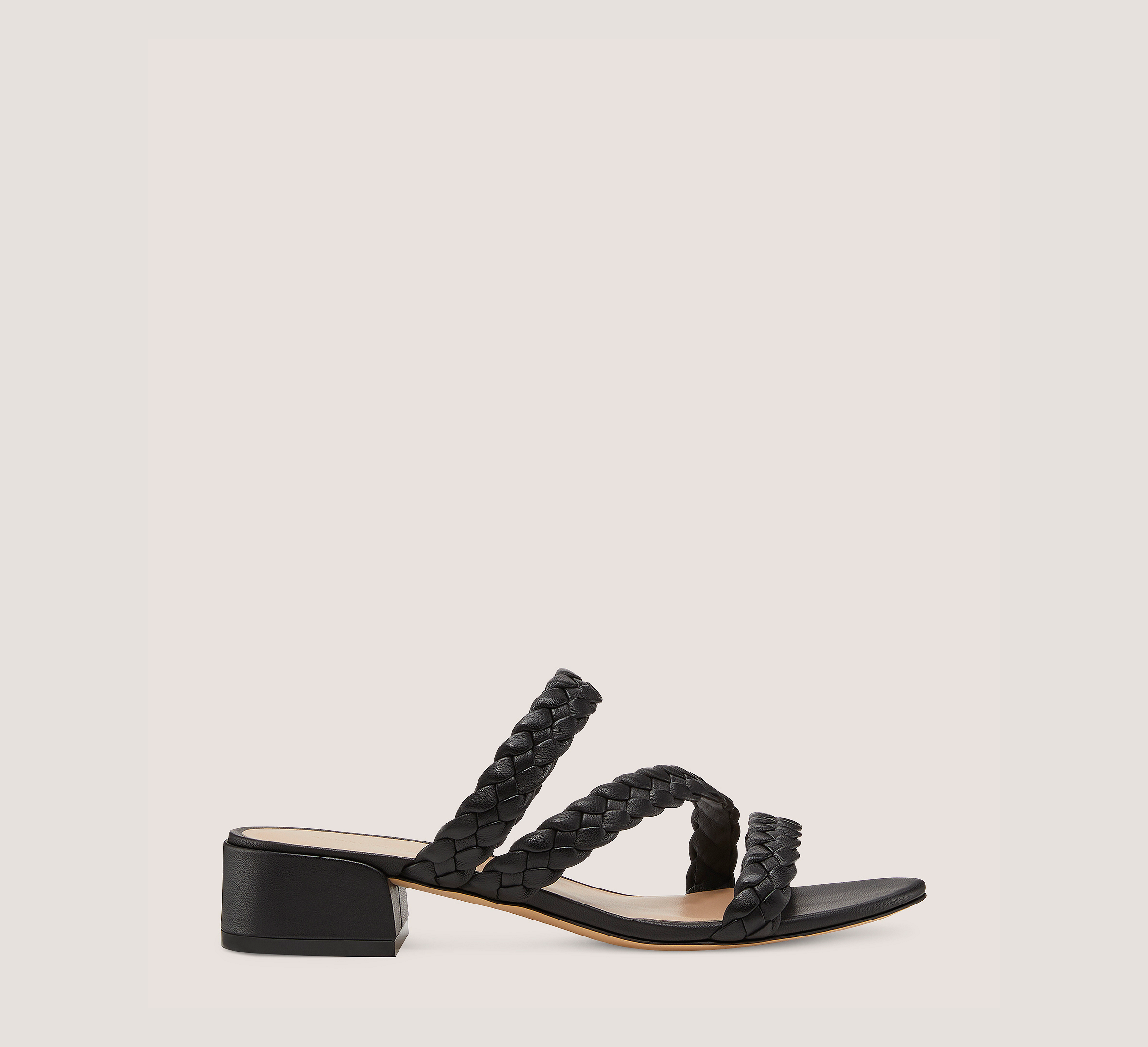 Tuscan 35 Block Slide, Black Nappa Leather, Size: 6 Medium