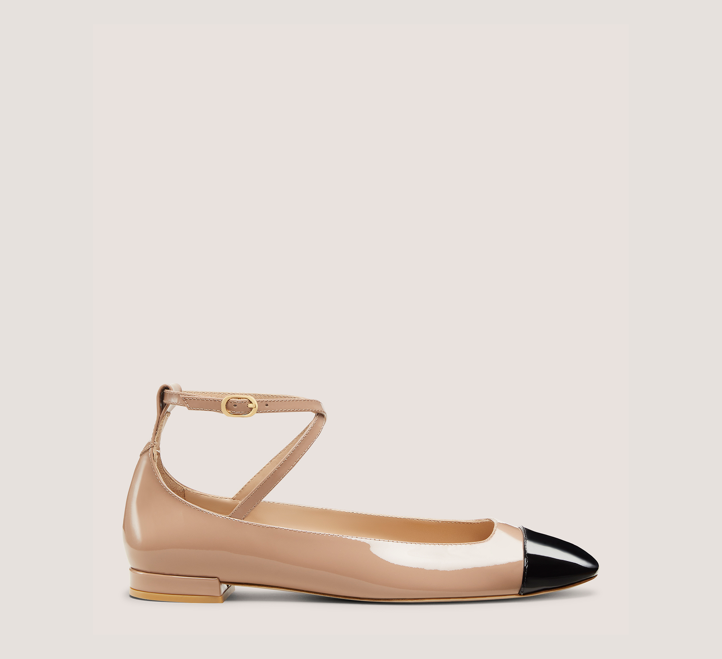 Eden Strap Flat, Fawn & Black Patent Leather, Size: 8 Narrow