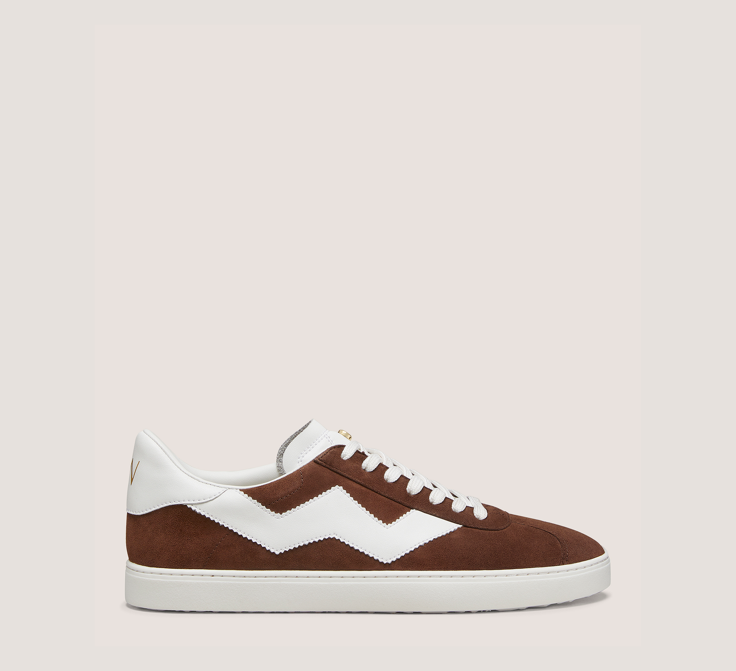 Daryl Sneaker, Walnut Brown & White Suede/Leather, Size: 5.5 Medium