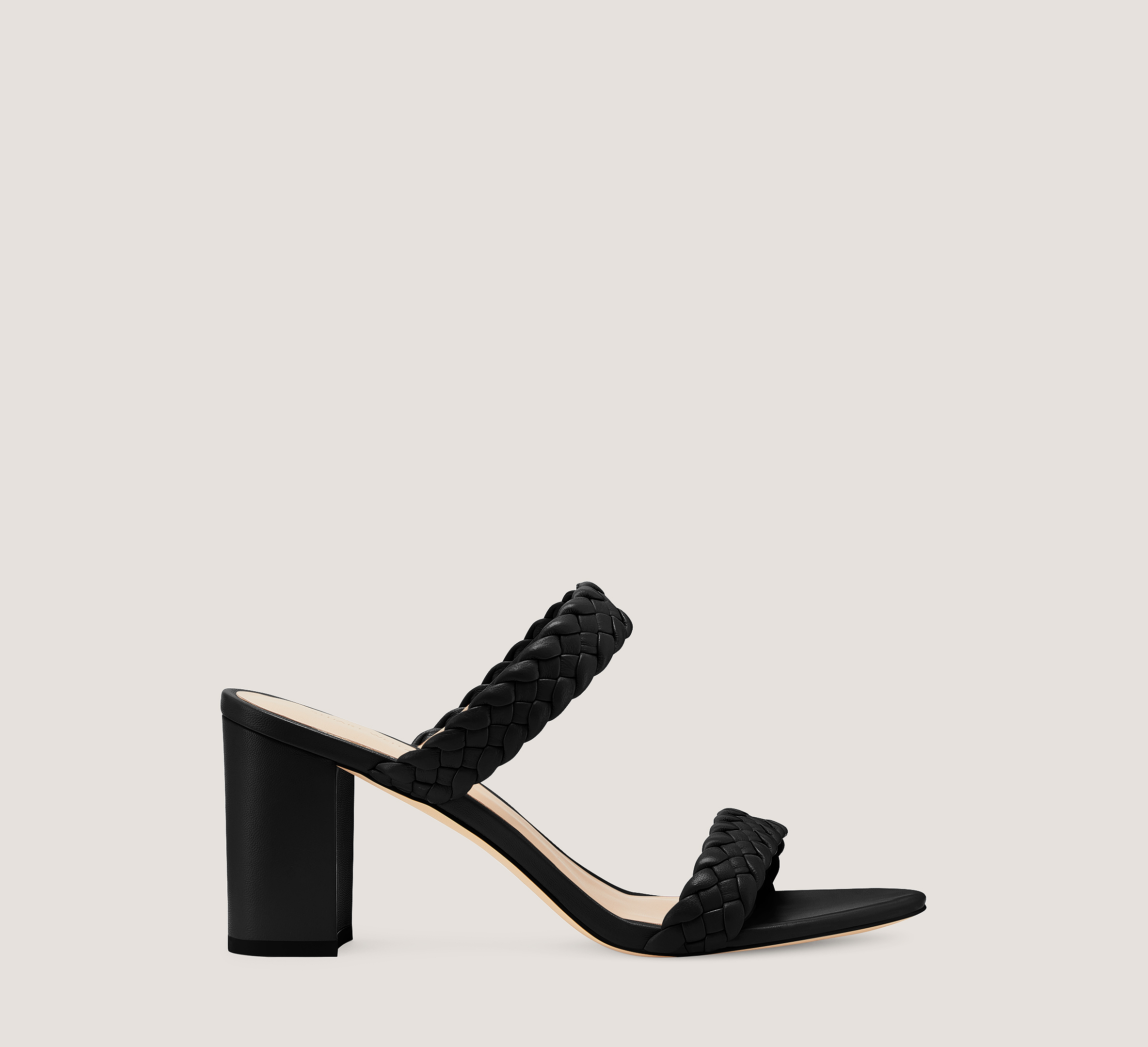 Tuscan 75 Block Slide, Black Nappa Leather, Size: 5 Medium