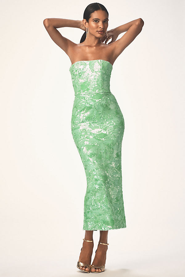 Leslie Strapless Stretch Sequin Midi Dress