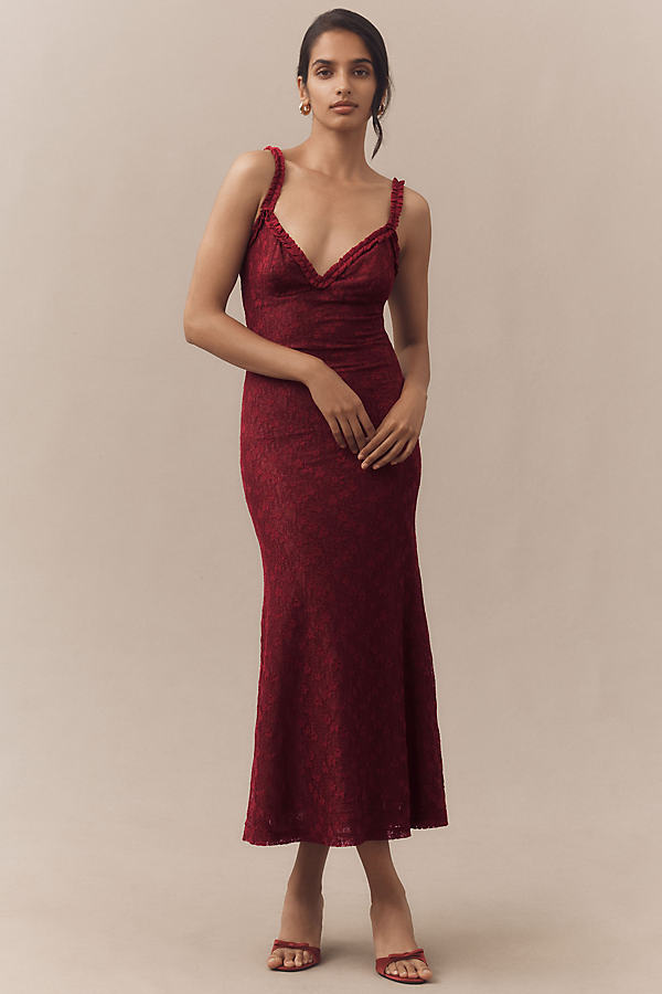 Alegra Sleeveless V-Neck Stretch Lace Midi Dress