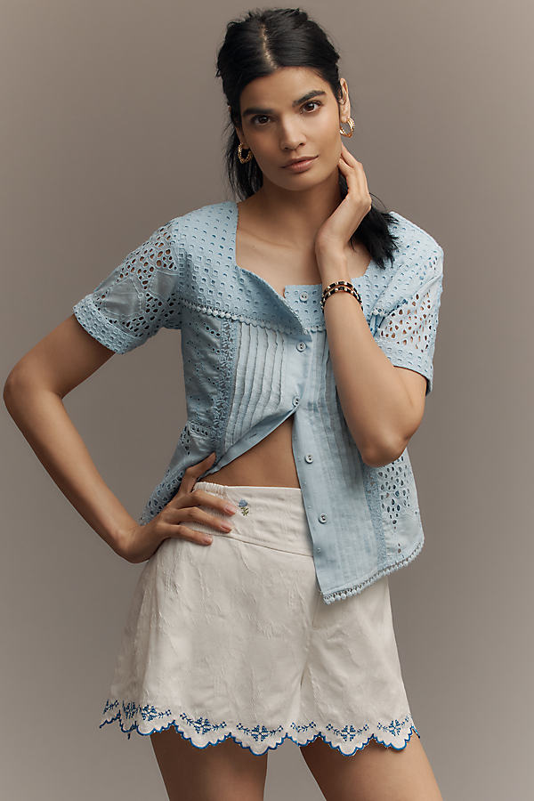 Petite Lutana Short-Sleeve Blouse by Conditions Apply