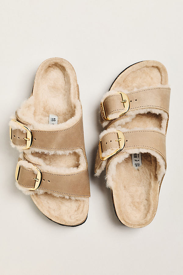 Arizona Big Buckle Shearling Sandals