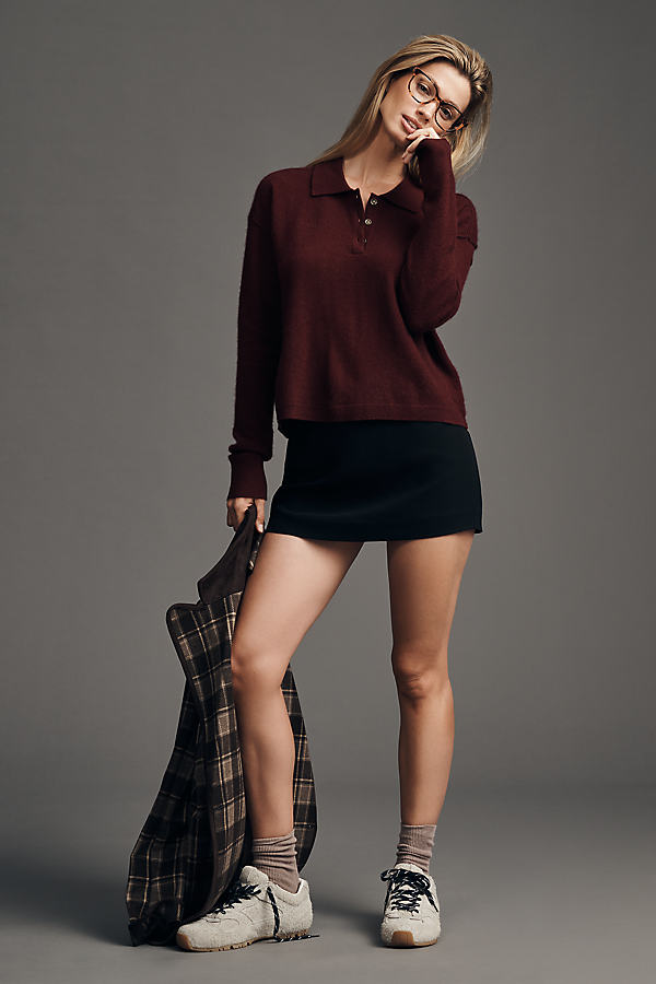 The Jensen Cashmere Crop Polo Sweater by Pilcro by Pilcro