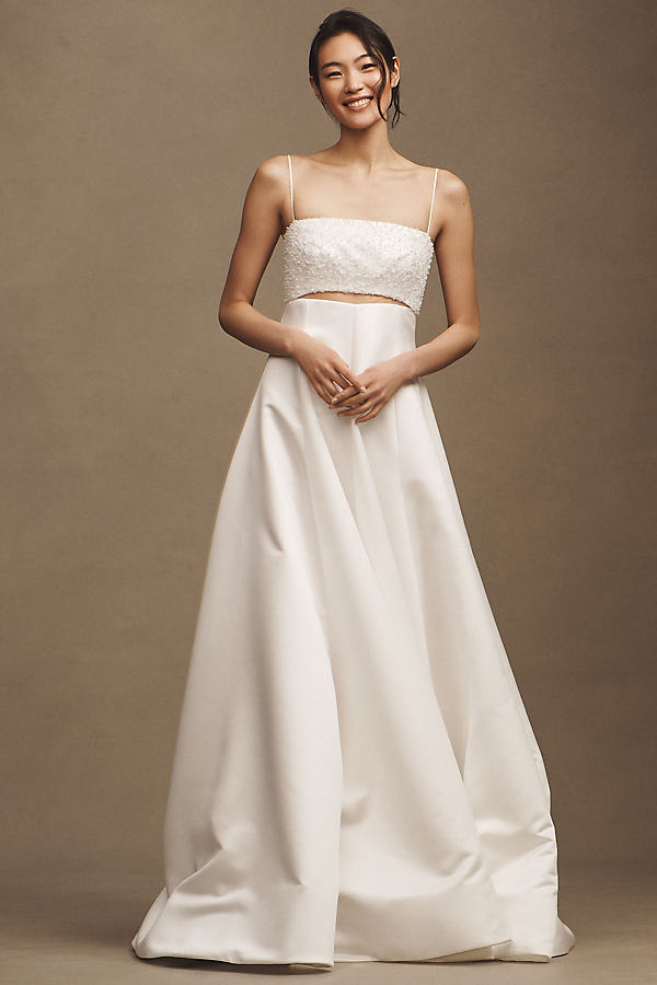 Cornilia Strapless Mikado Beaded Cut-Out Wedding Gown