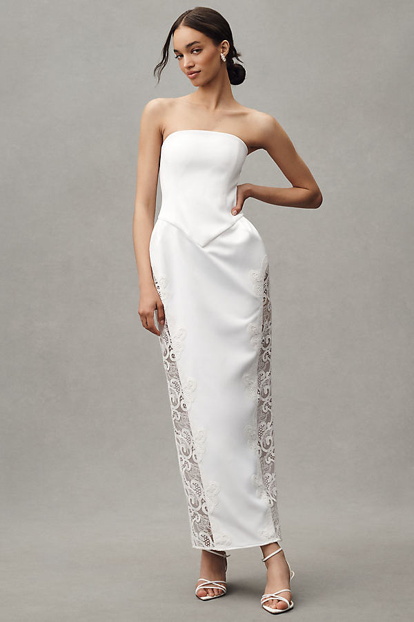 Cristi Strapless Lace Cutout Maxi Dress