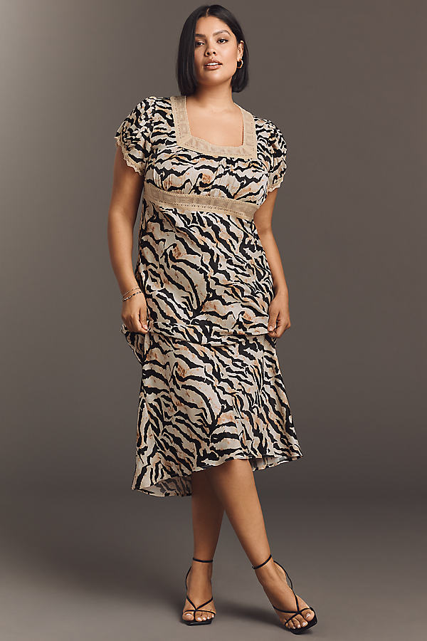 Adeon Short-Sleeve Slip Midi Dress
