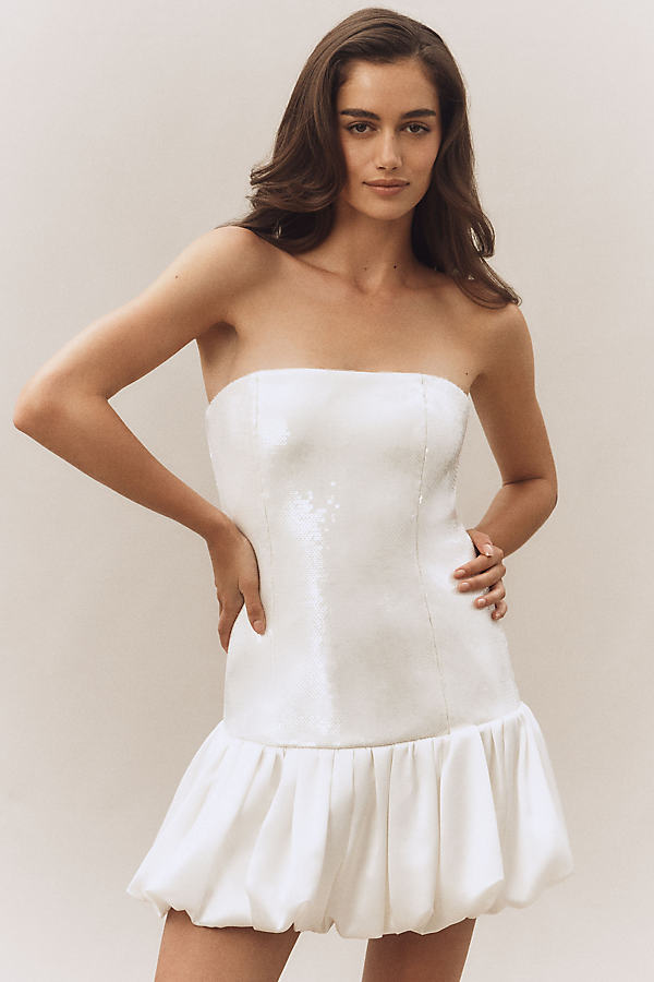 Anika Sequin Bubble-Hem Mini Dress