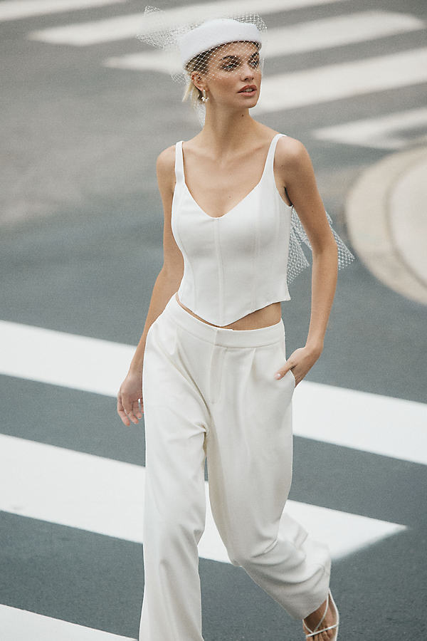 Crepe Mid-Rise Wide-Leg Pants by Mare Mare