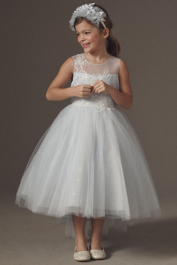 Sparkling Blue High-Low Flower Girl Dress