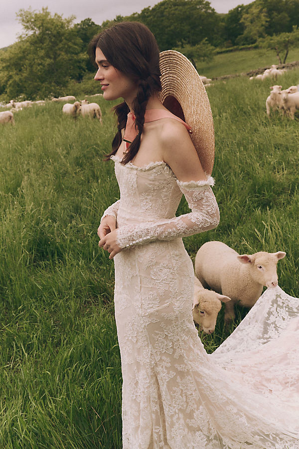Sequoia Lace Off-The-Shoulder Long-Sleeve Mermaid Wedding Gown by Daughters of Simone