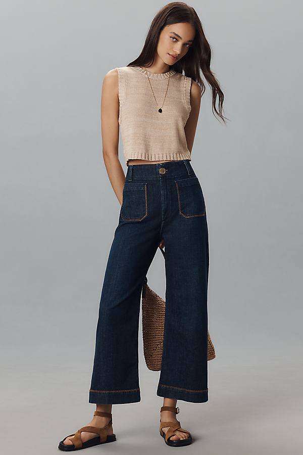 The Colette Whipstitch Crop Wide-Leg Jeans by Maeve