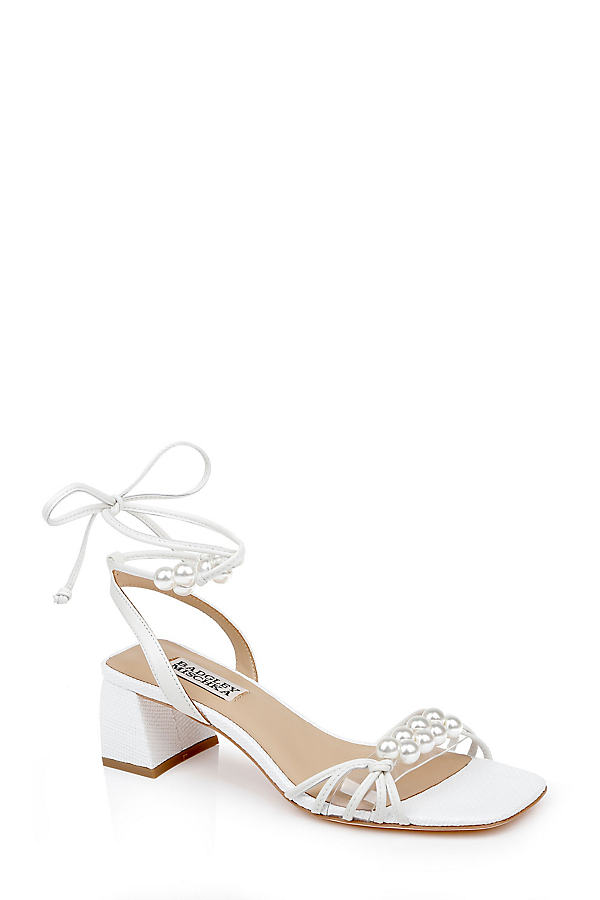 Dejah Pearl Ankle-Tie Low Block Sandals