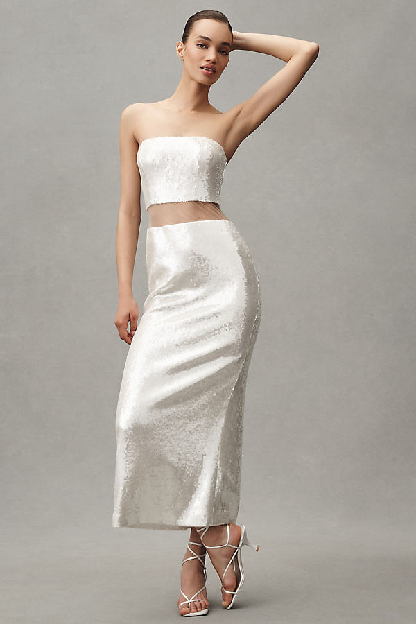 Sheer Cape Sequin Maxi Dress