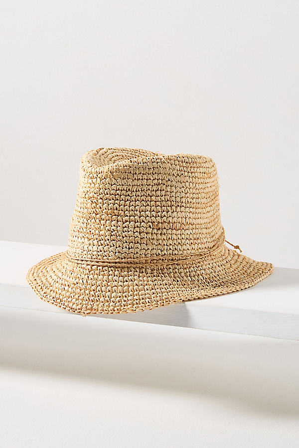 Floppy-Brim Straw Bucket Hat