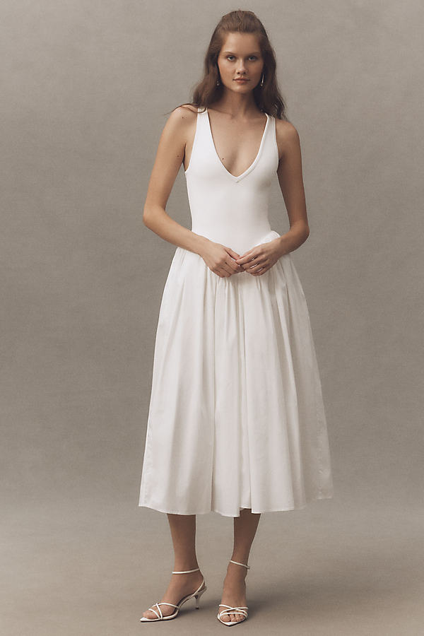 Sirinda Sleeveless V-Neck Drop-Waist Stretch Jersey Maxi Dress