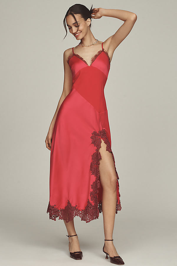 Hector Side-Slit Slip Midi Dress