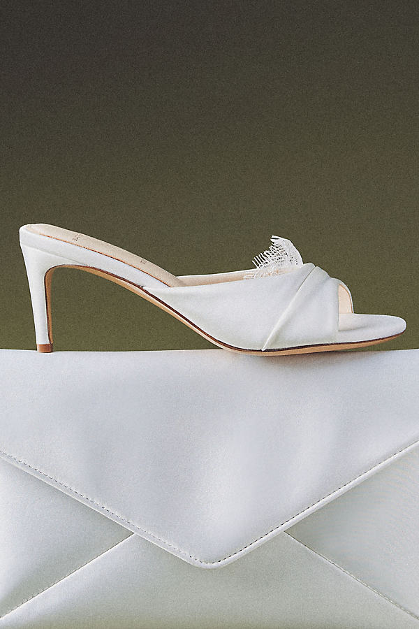 Lacey Ruched Satin Mule Heels