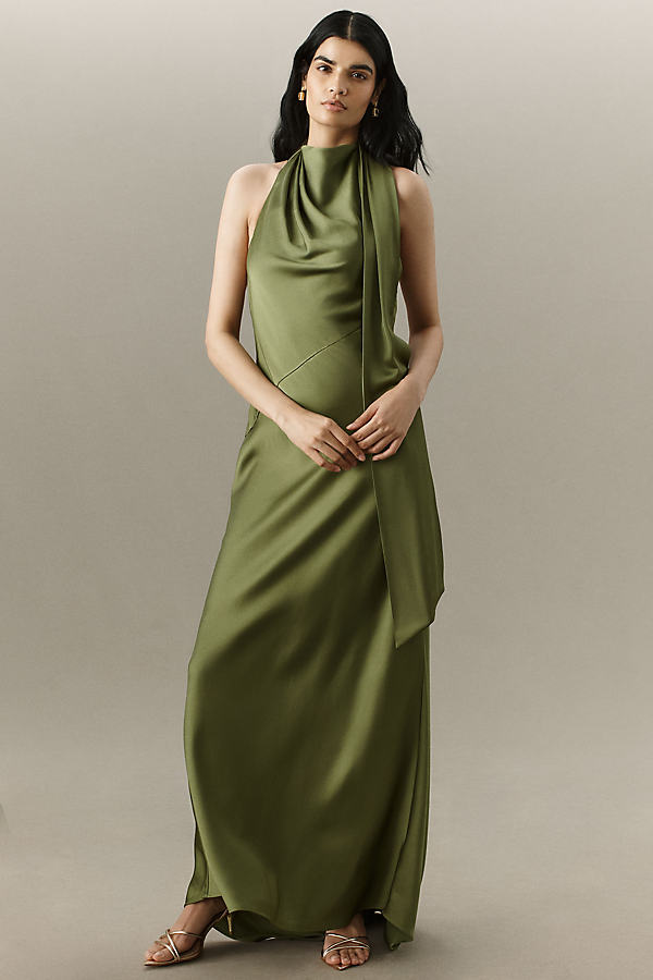 Adriana Mock-Neck Halter Midi Dress