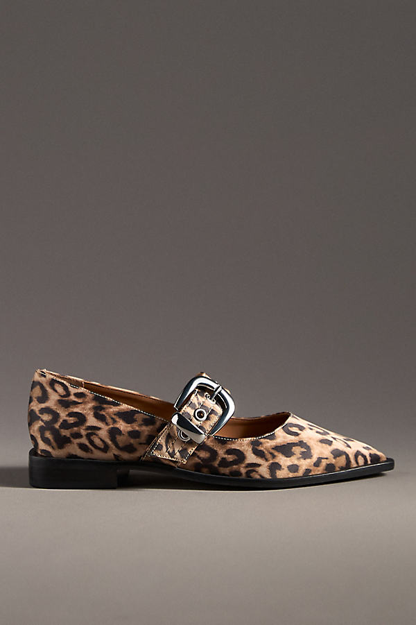 Pointed-Toe Moto Mary Jane Flats by Maeve