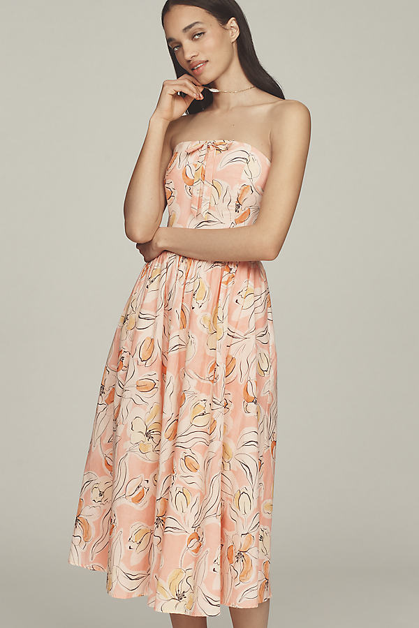Iris Strapless Pleated A-Line Midi Dress